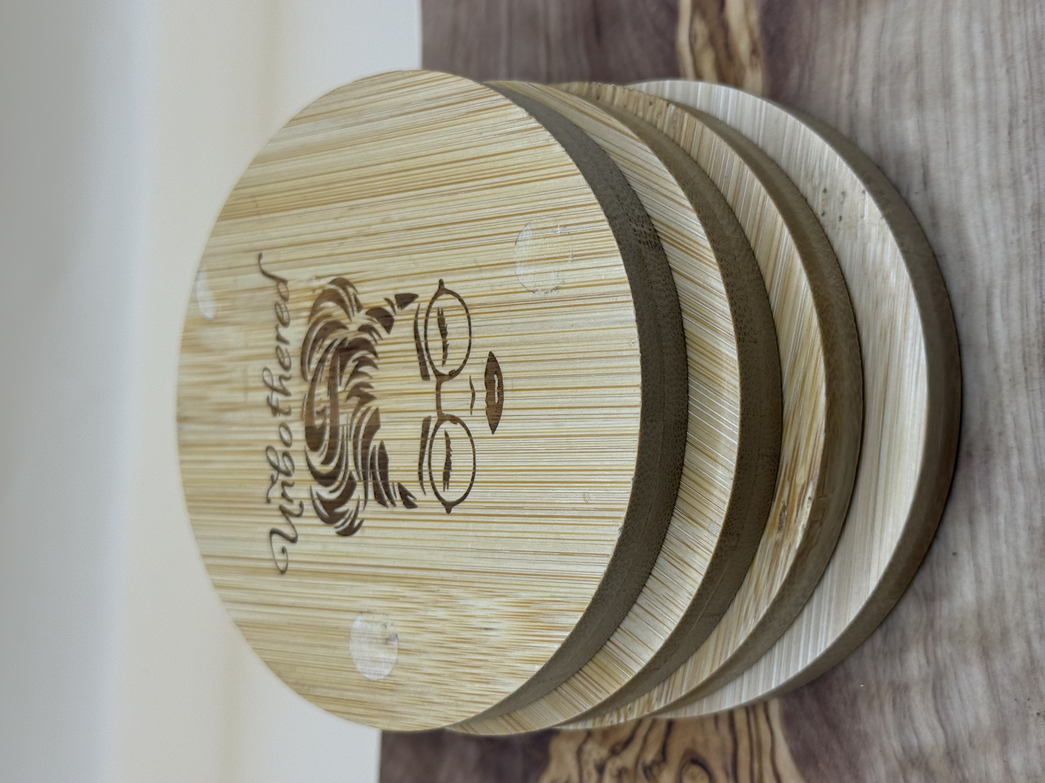 4pc. Unbothered Engraved Wooden Coaster