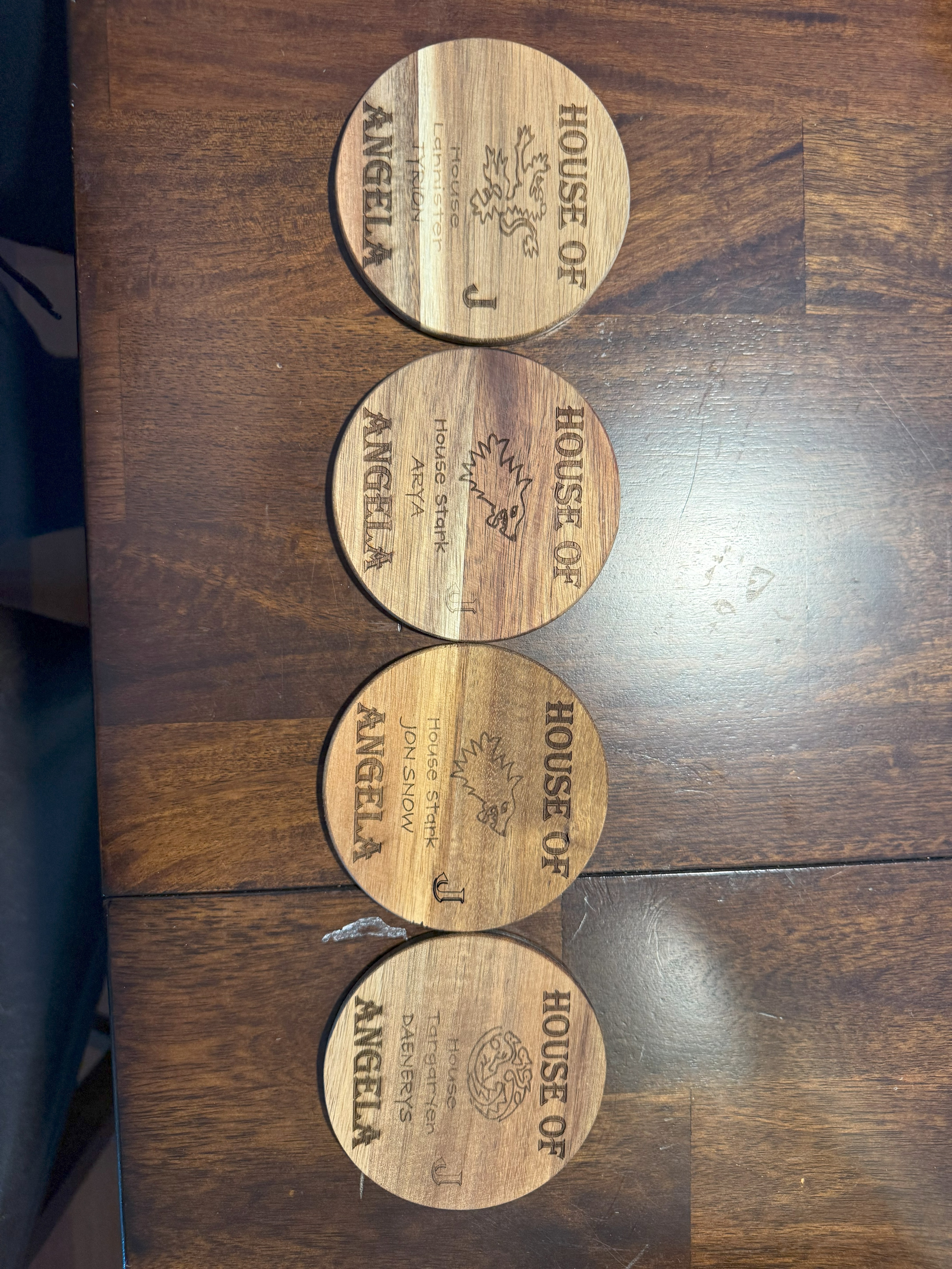 Custom Engraved Arcacia Wooden Coasters