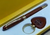 Elegant Brown Pen and Keychain Set