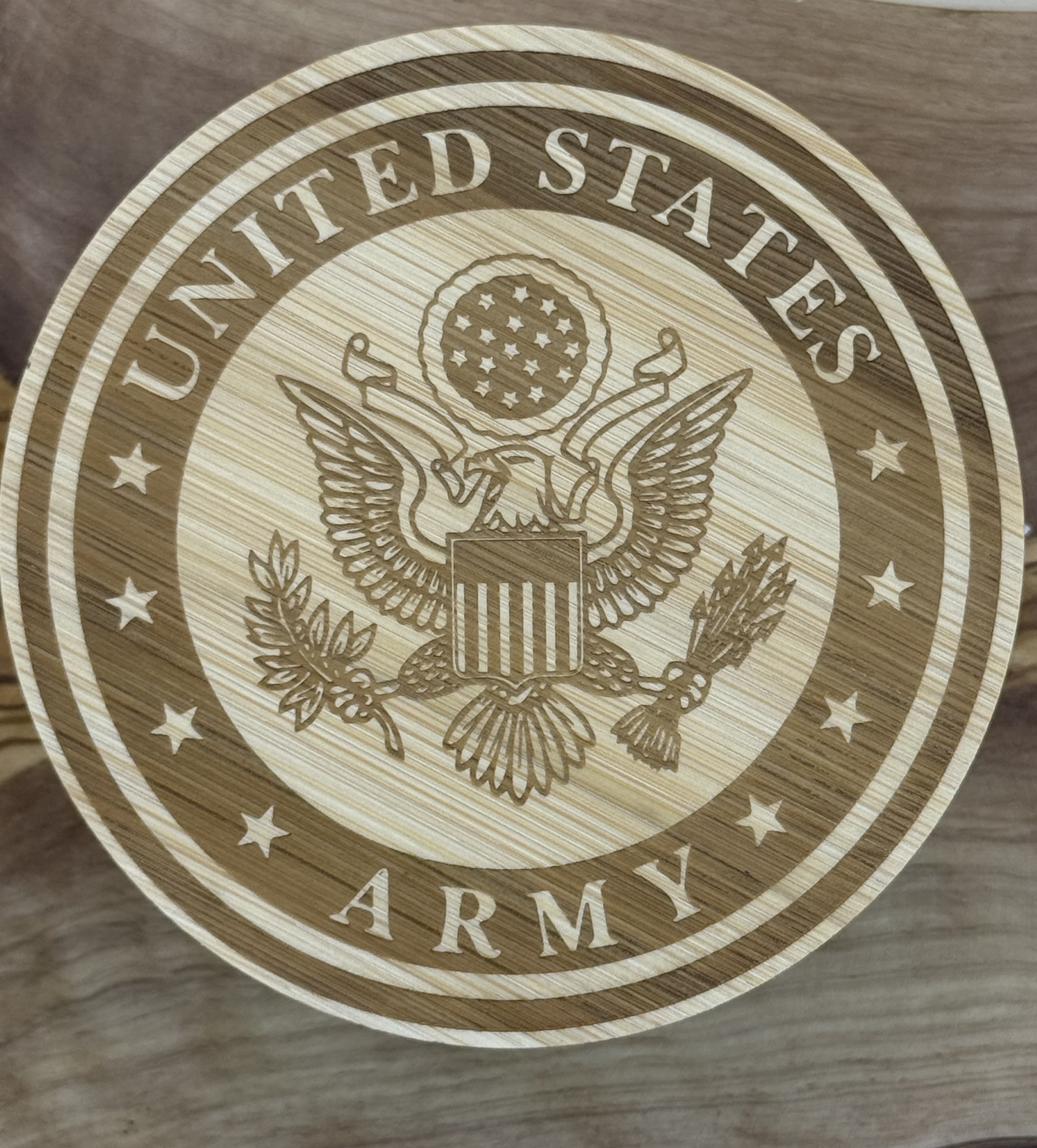 4Pc United States Army Engraved Wooden Coasters