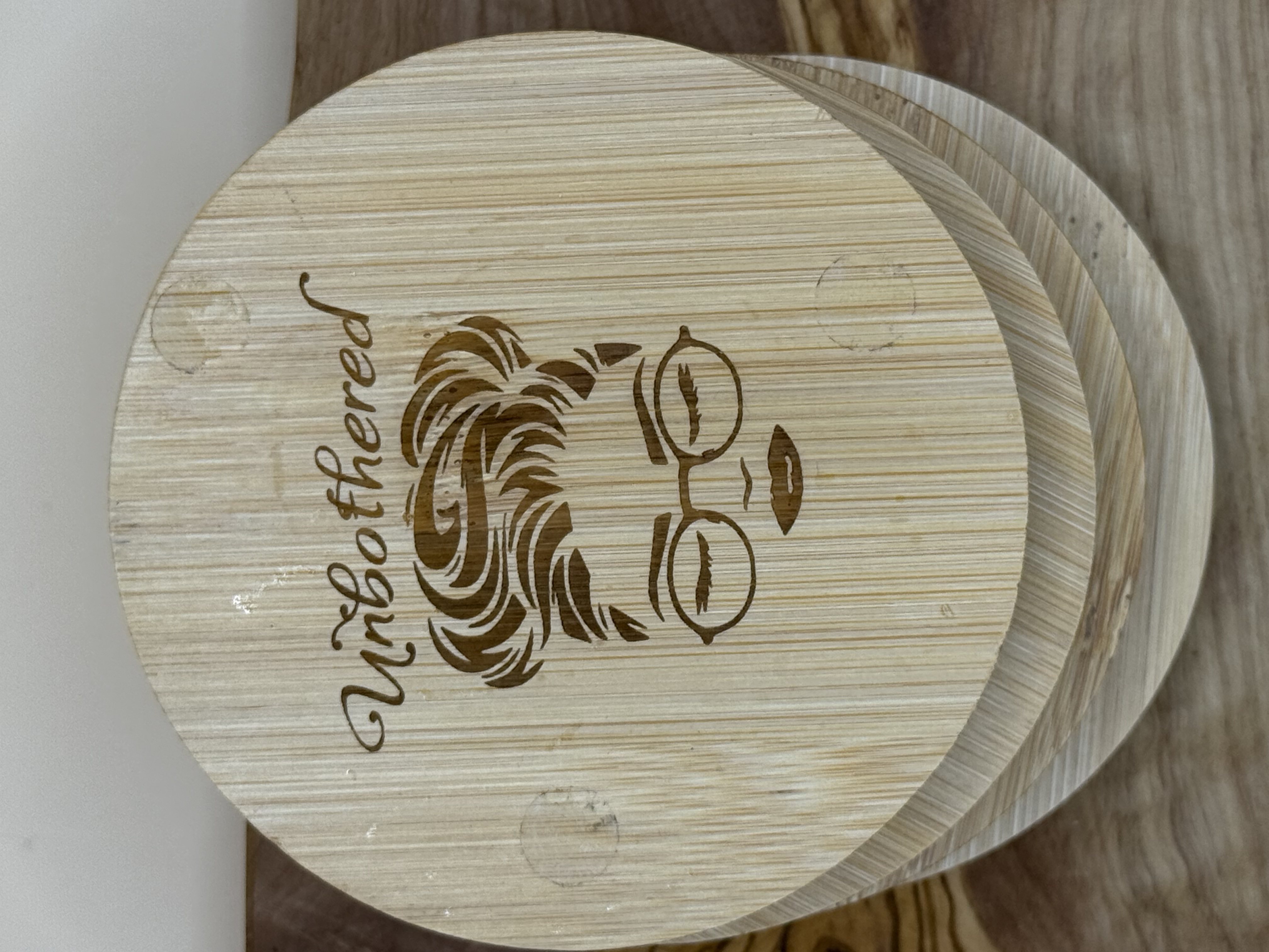 4pc. Unbothered Engraved Wooden Coaster