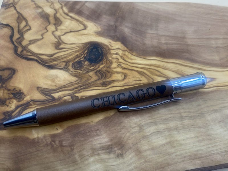Saddle Collection Engraved Chicago Brown Pen