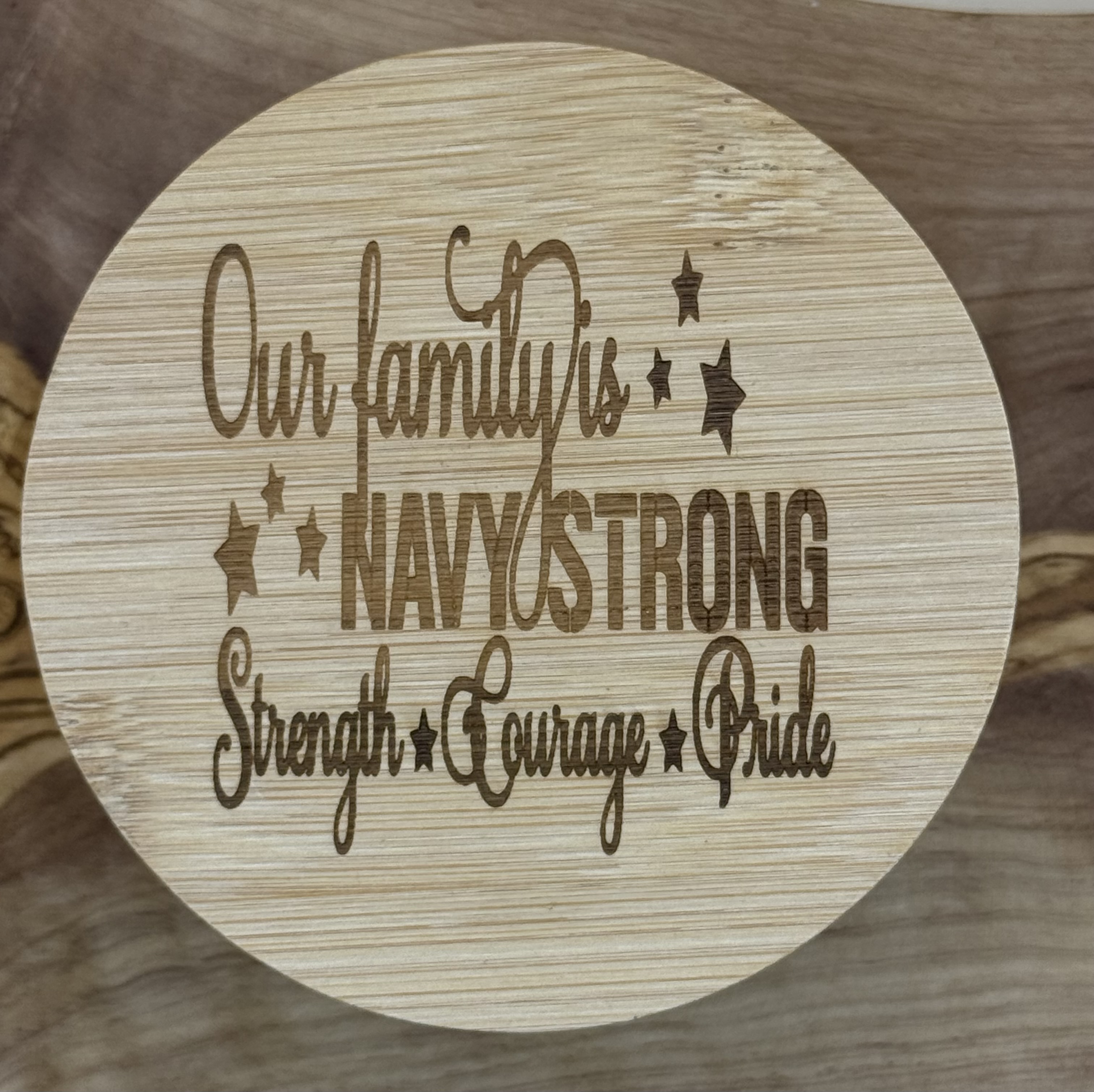 4pc Navy Strong Family Wooden coaster