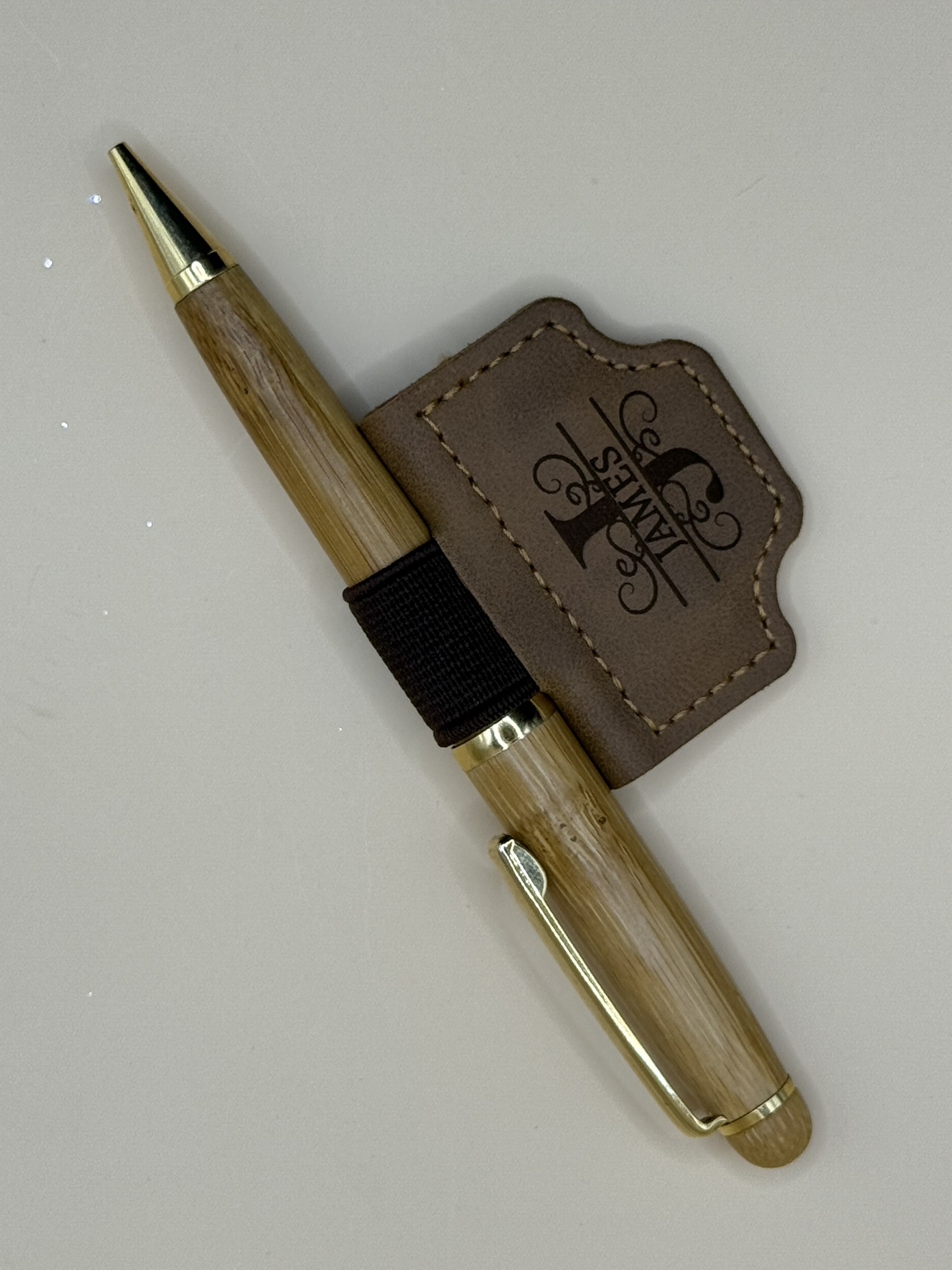 Personalized Leather bookmark with pen holder