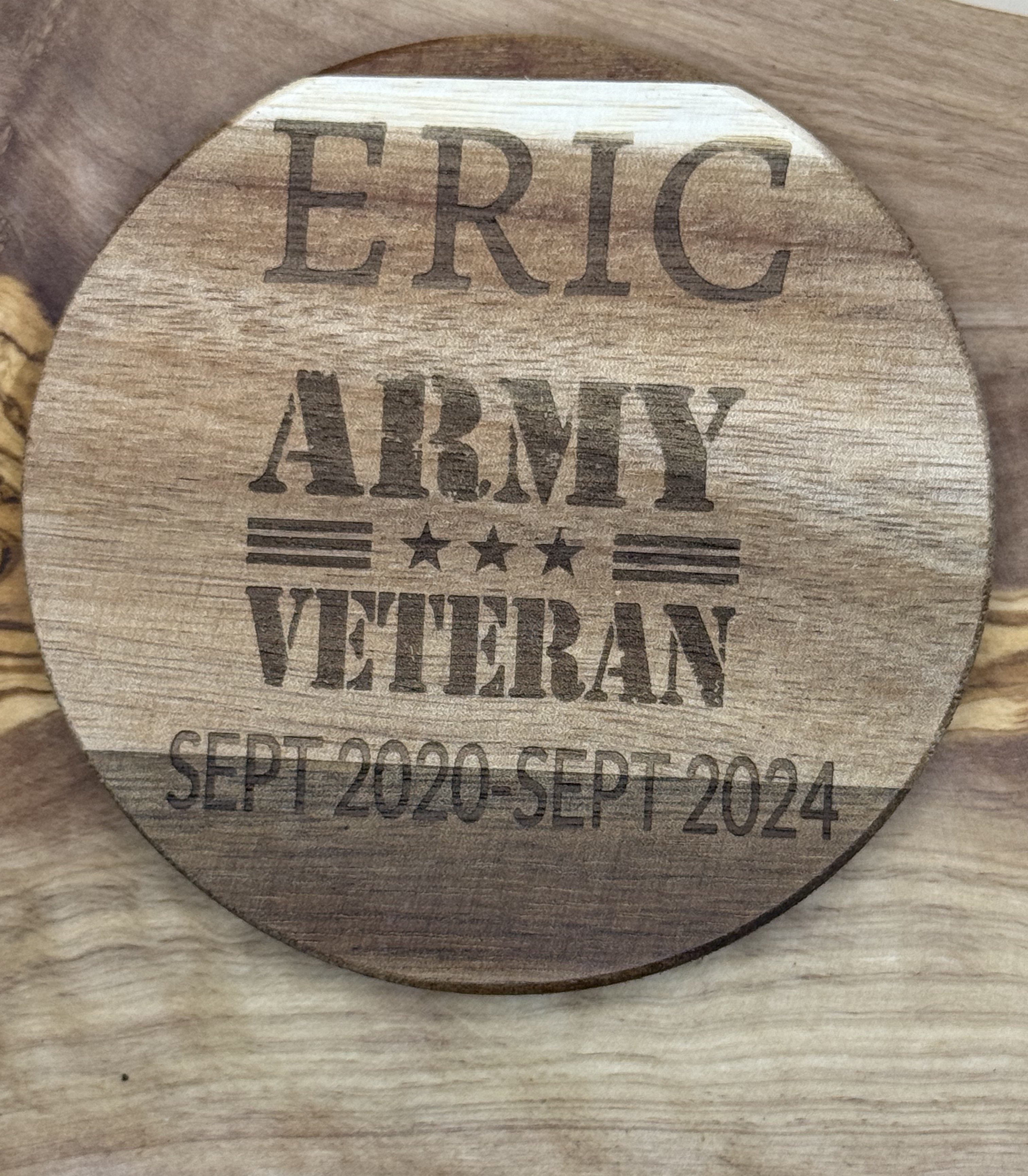  Military Veteran Acacia  Wooden Coasters