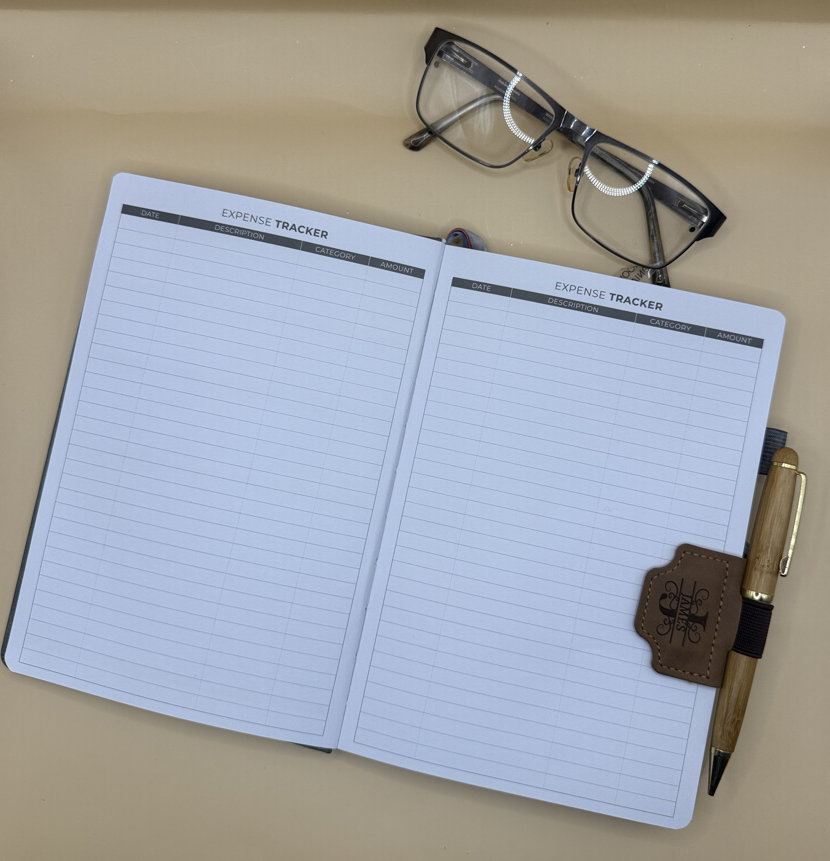 Personalized Leather bookmark with pen holder