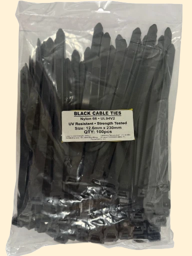 Black Cable Ties 12.6mm x 230mm pack of 100