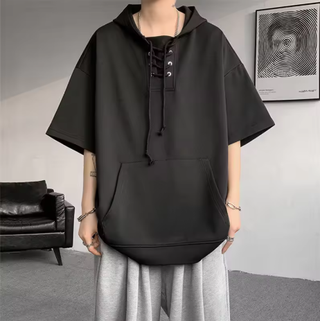 Oversized Lace-Up Hoodie