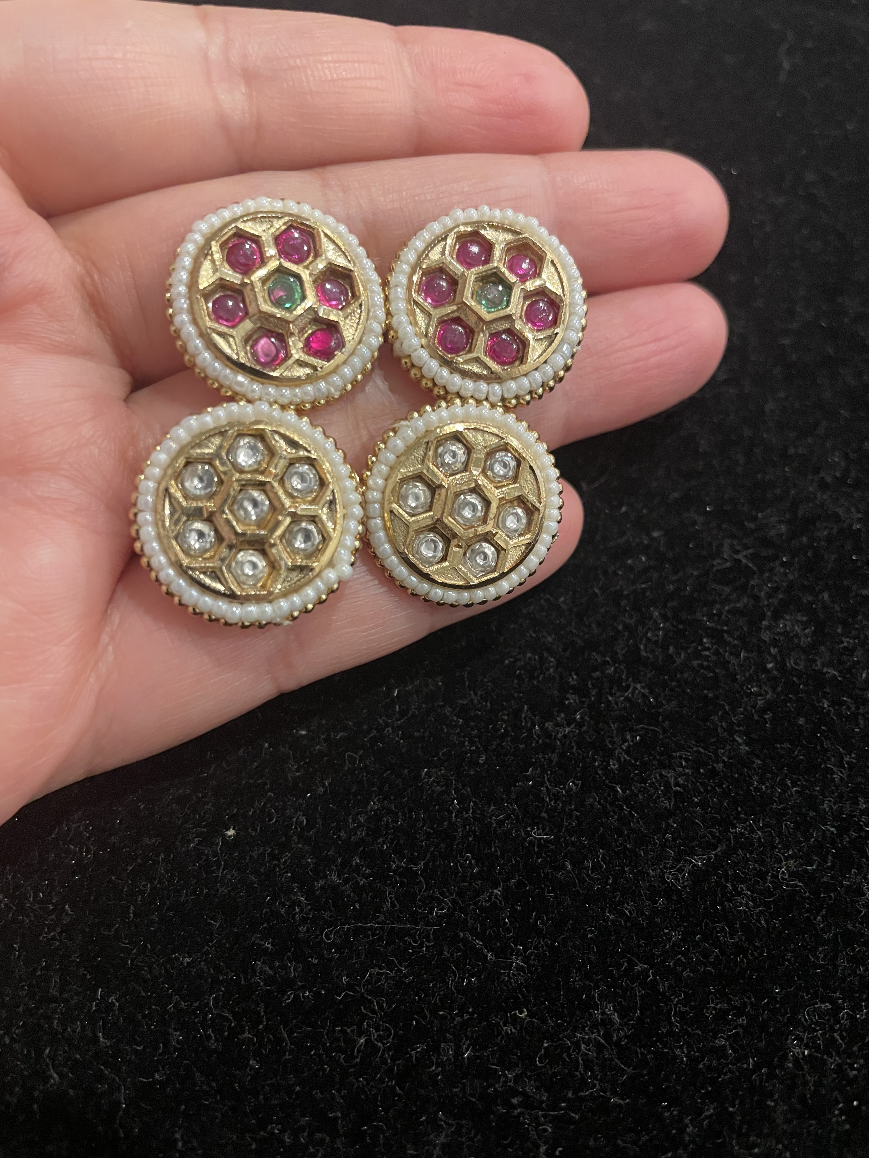 Kundan Pearl Stud