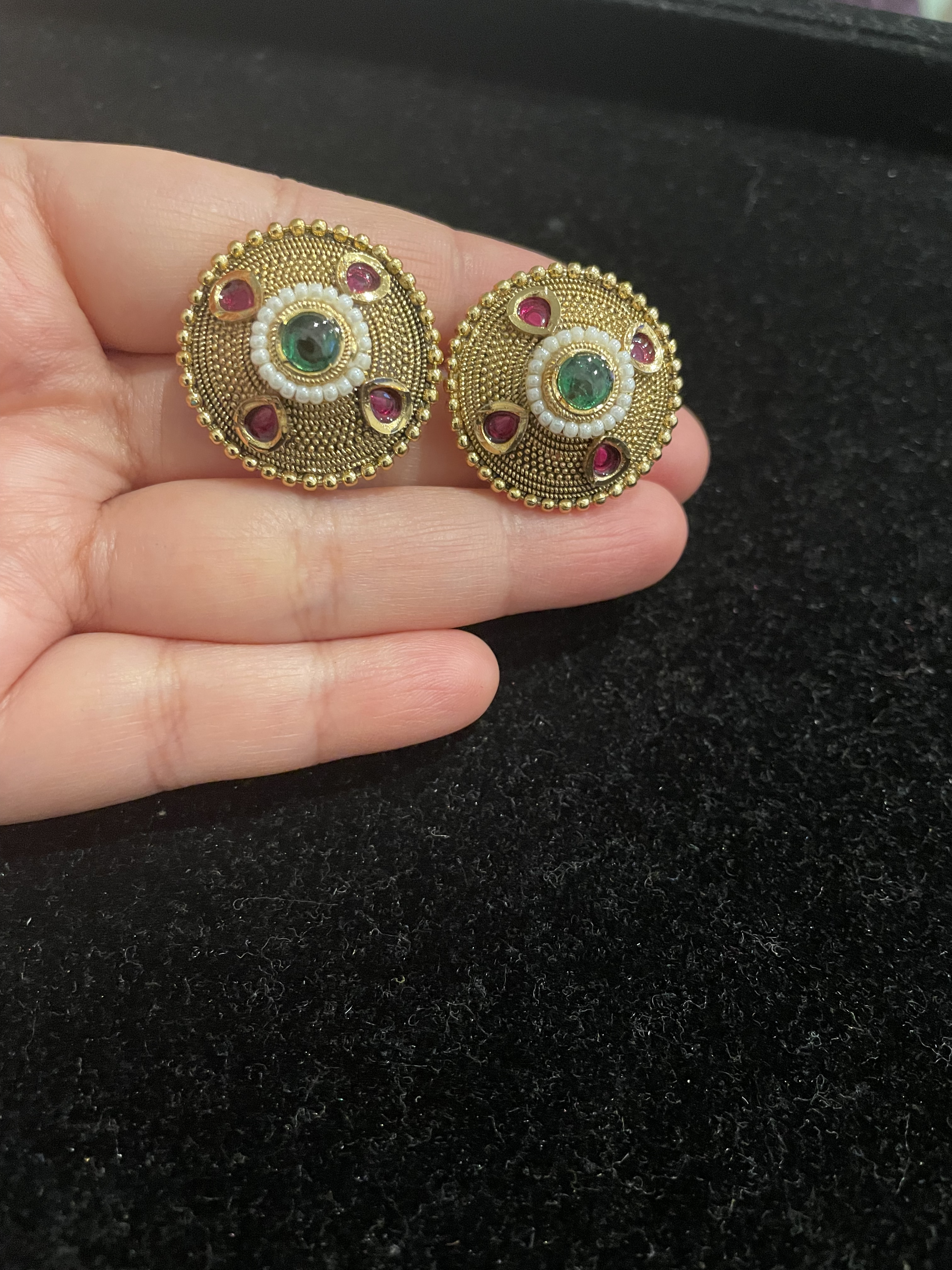 Antique Gold-Tone Stud Earrings