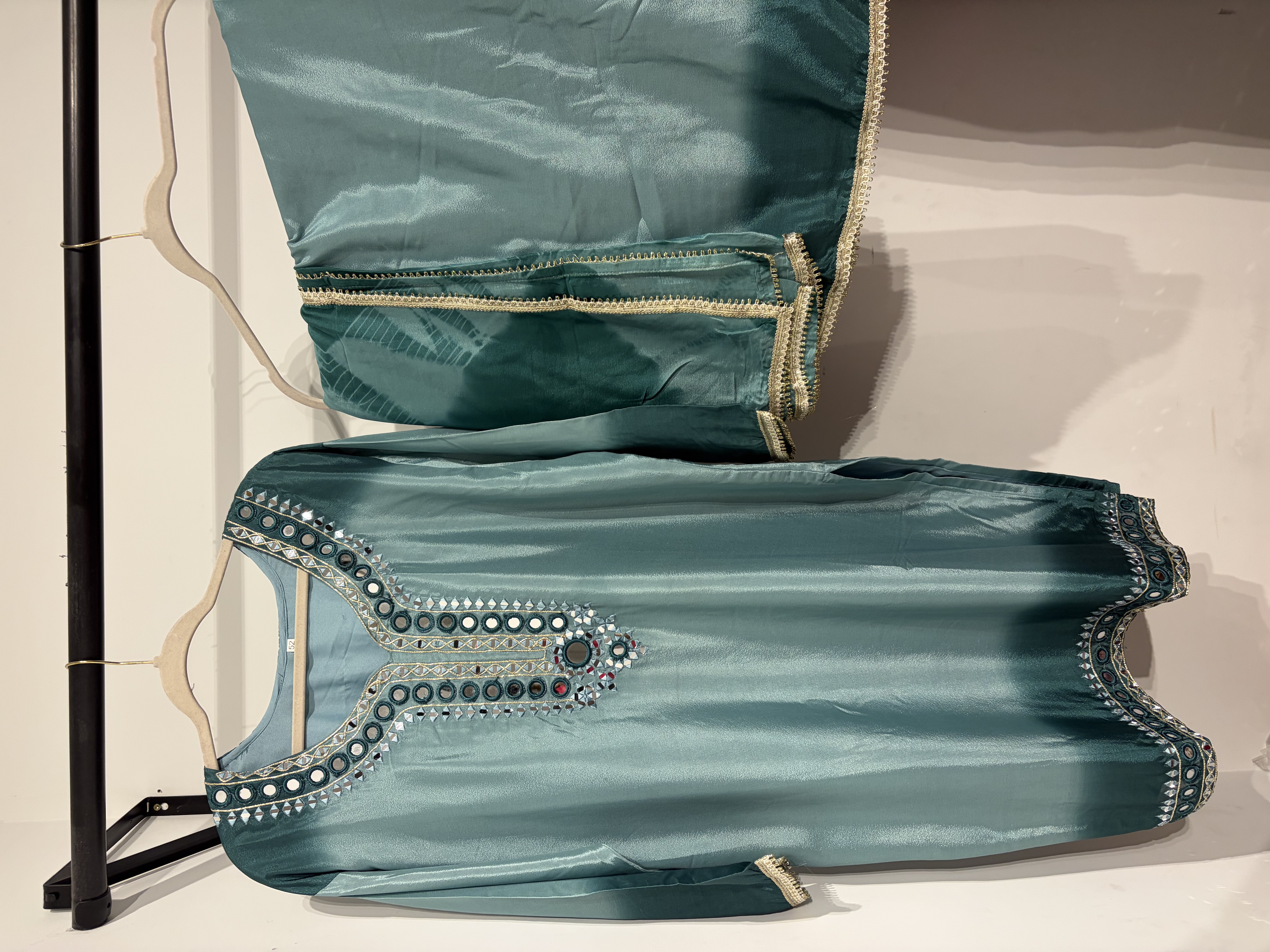 Embroidered Teal Silk