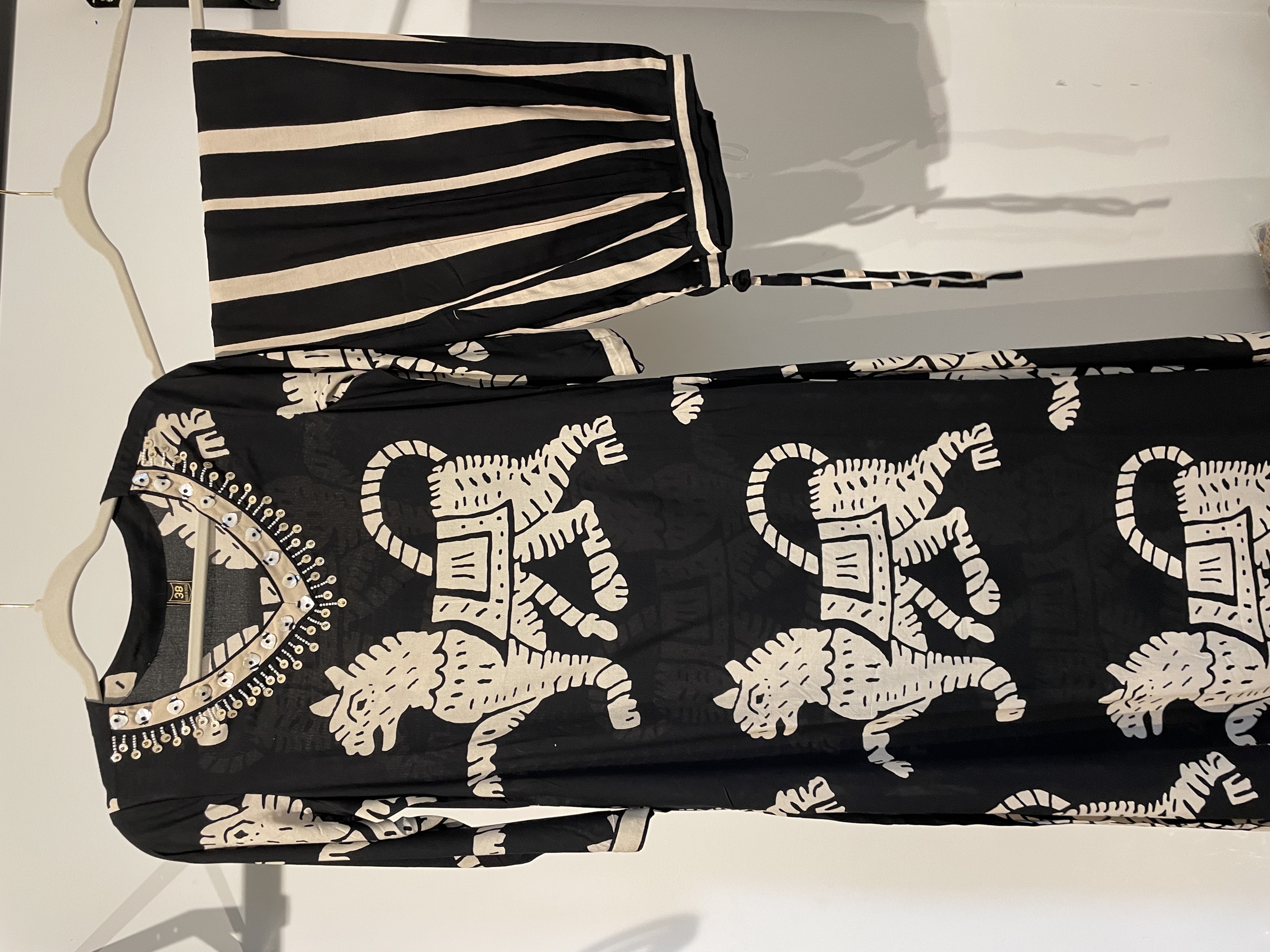 Black and White Printed Afghani Set