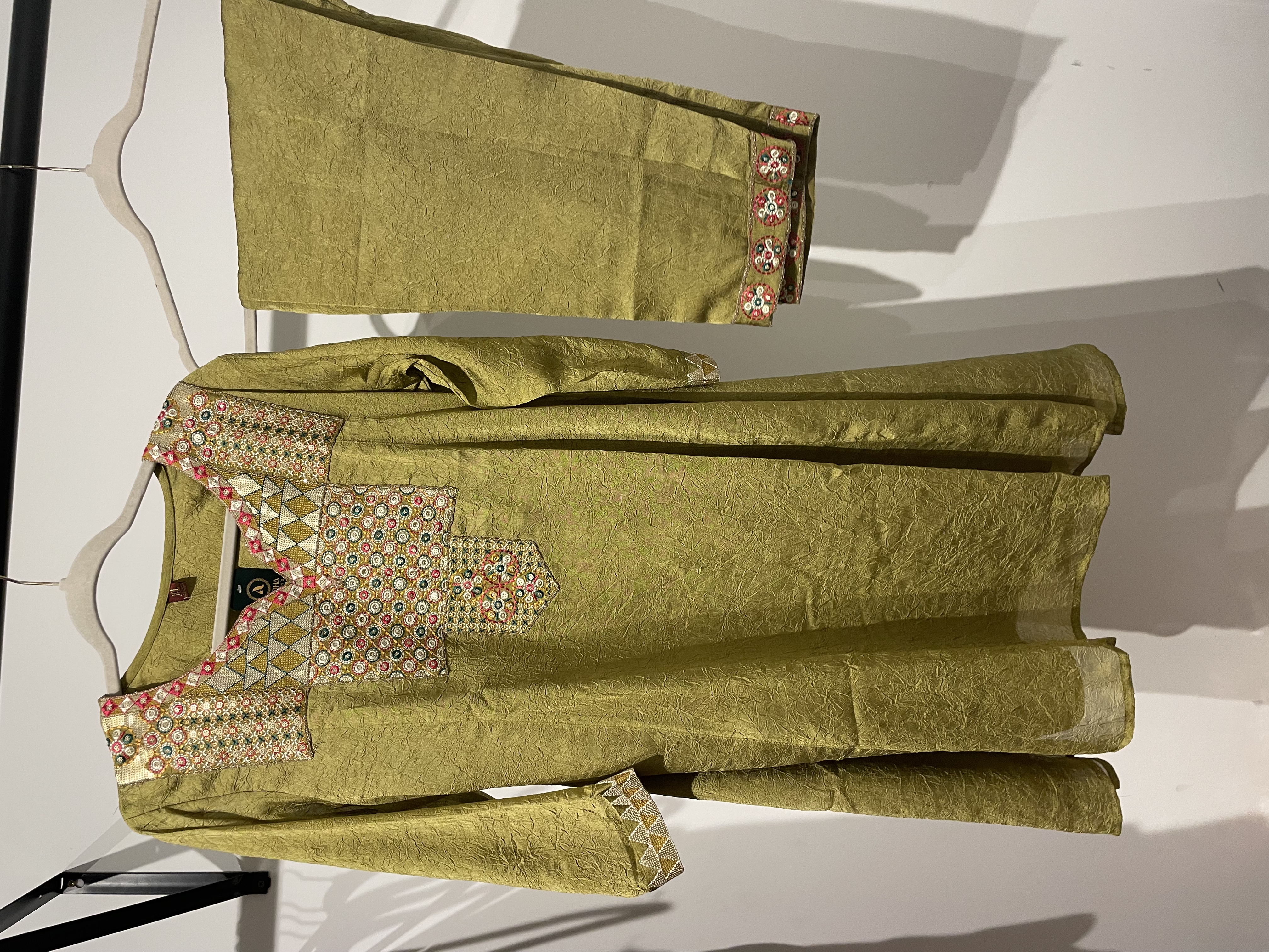 Embroidered Olive Green Co ord Set