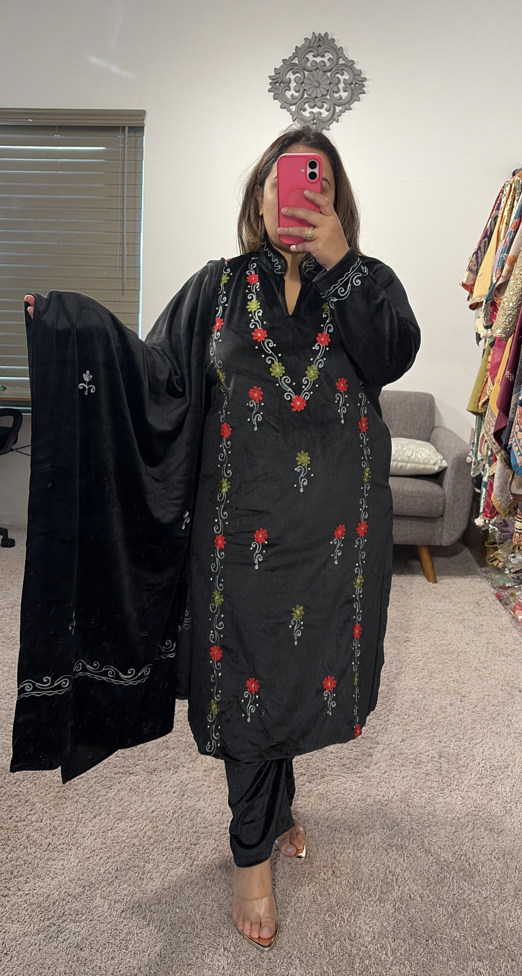 Black Embroidered Three-Piece Suit