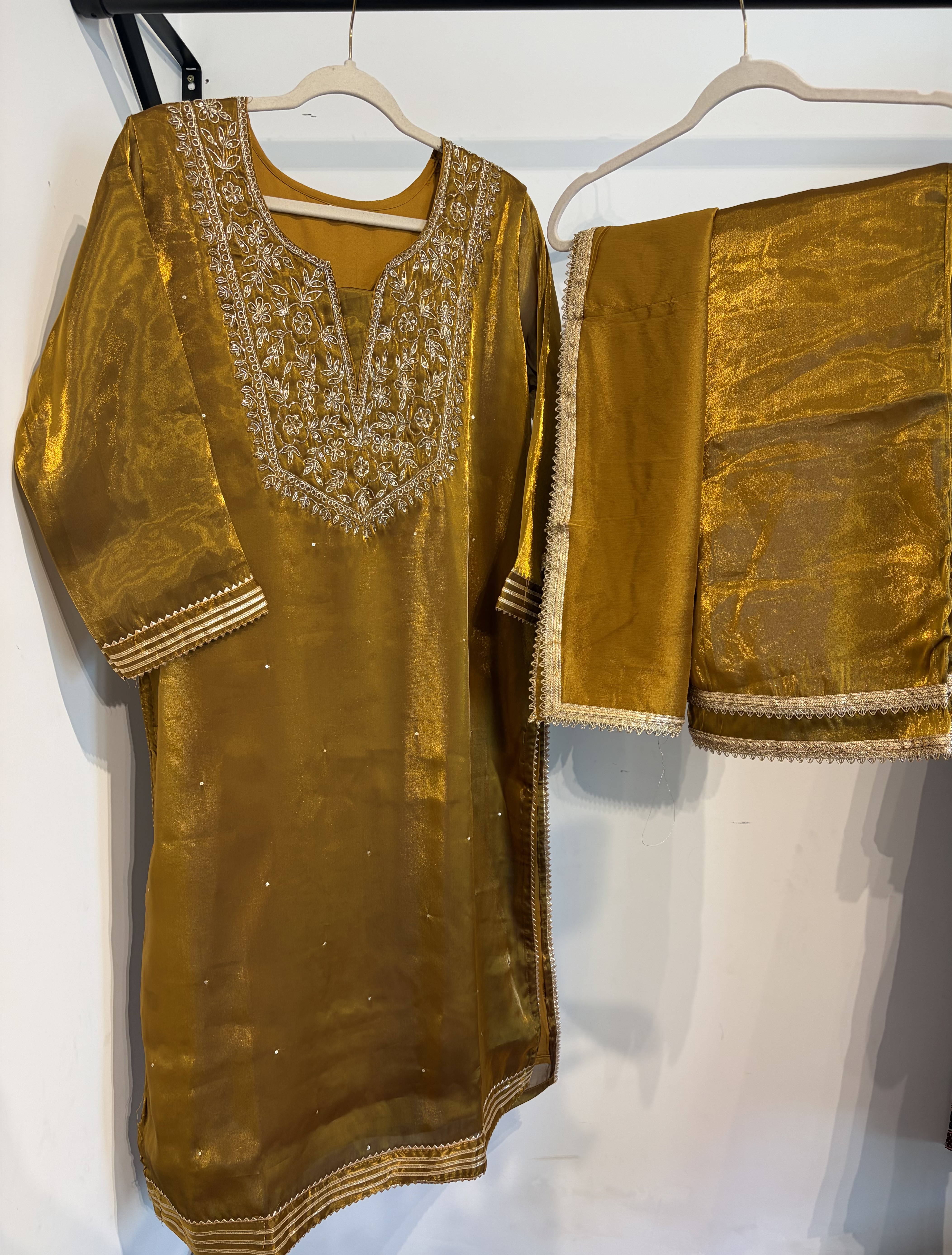 Golden Glass Silk Suit