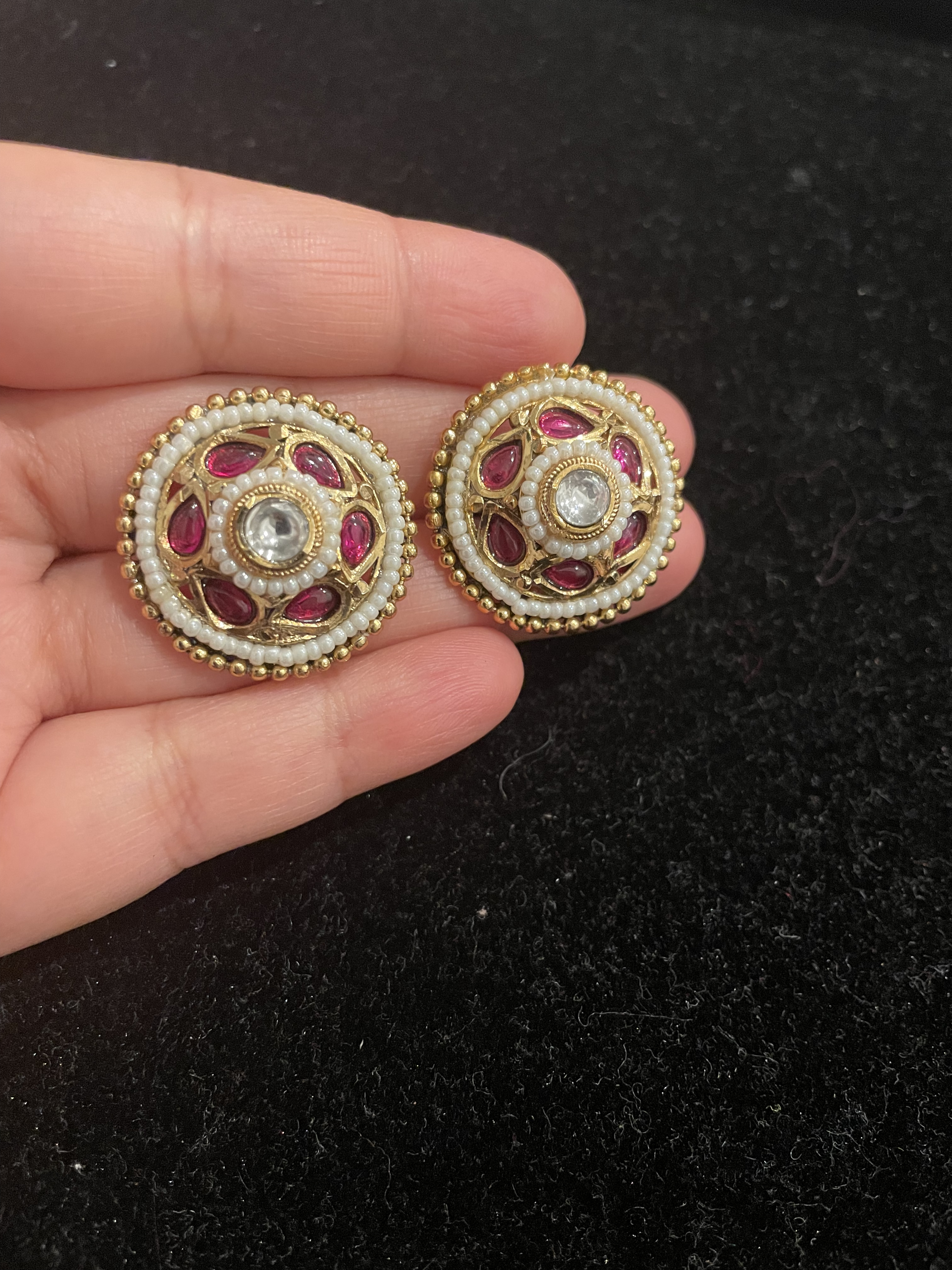 Antique Gold-Plated Round Earrings