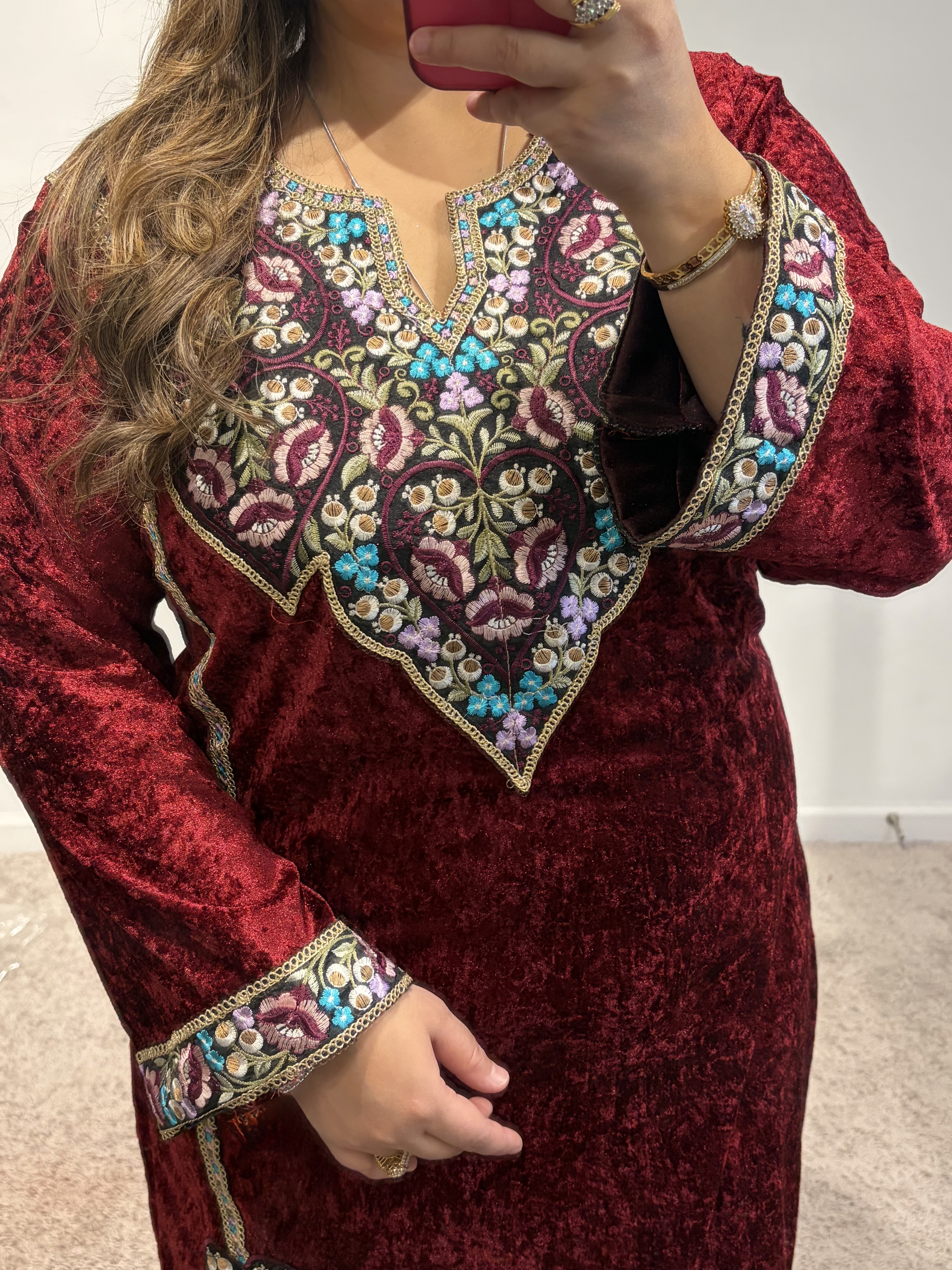 Kashmiri Velvet Embroidered Co ord set