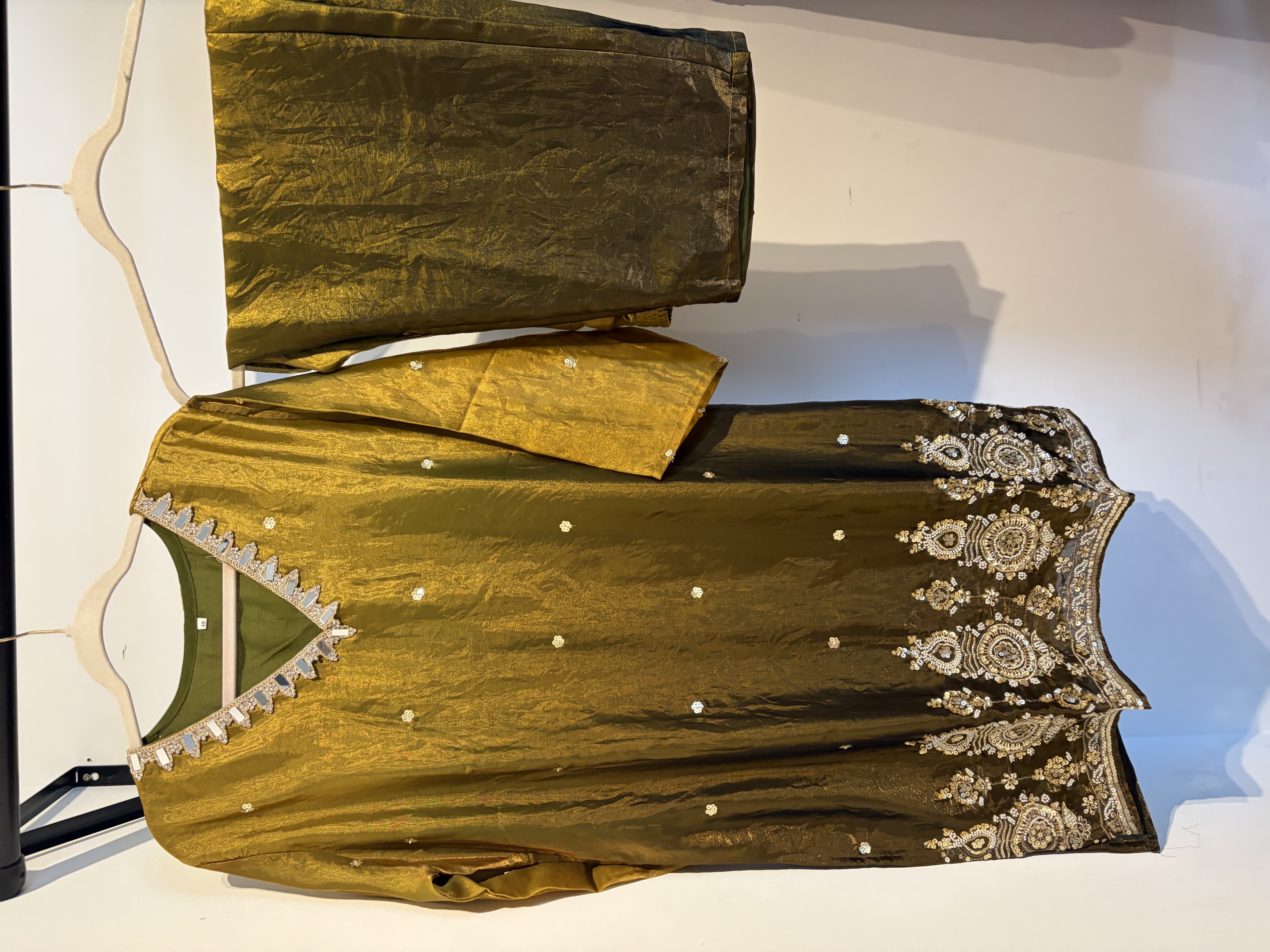 Olive Green Ombre" Embroidered Co ord Set