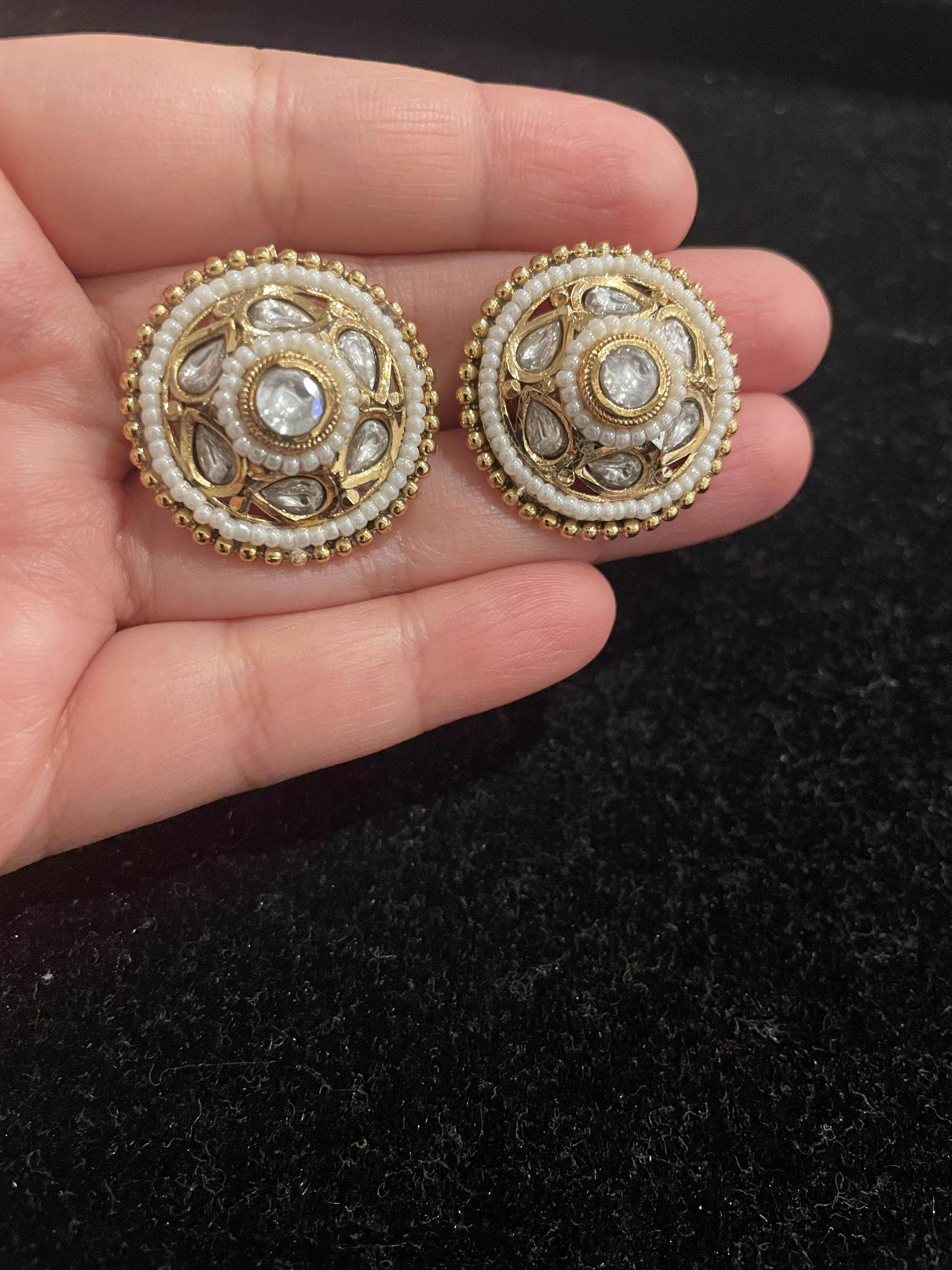 Antique Gold-Plated Round Earrings