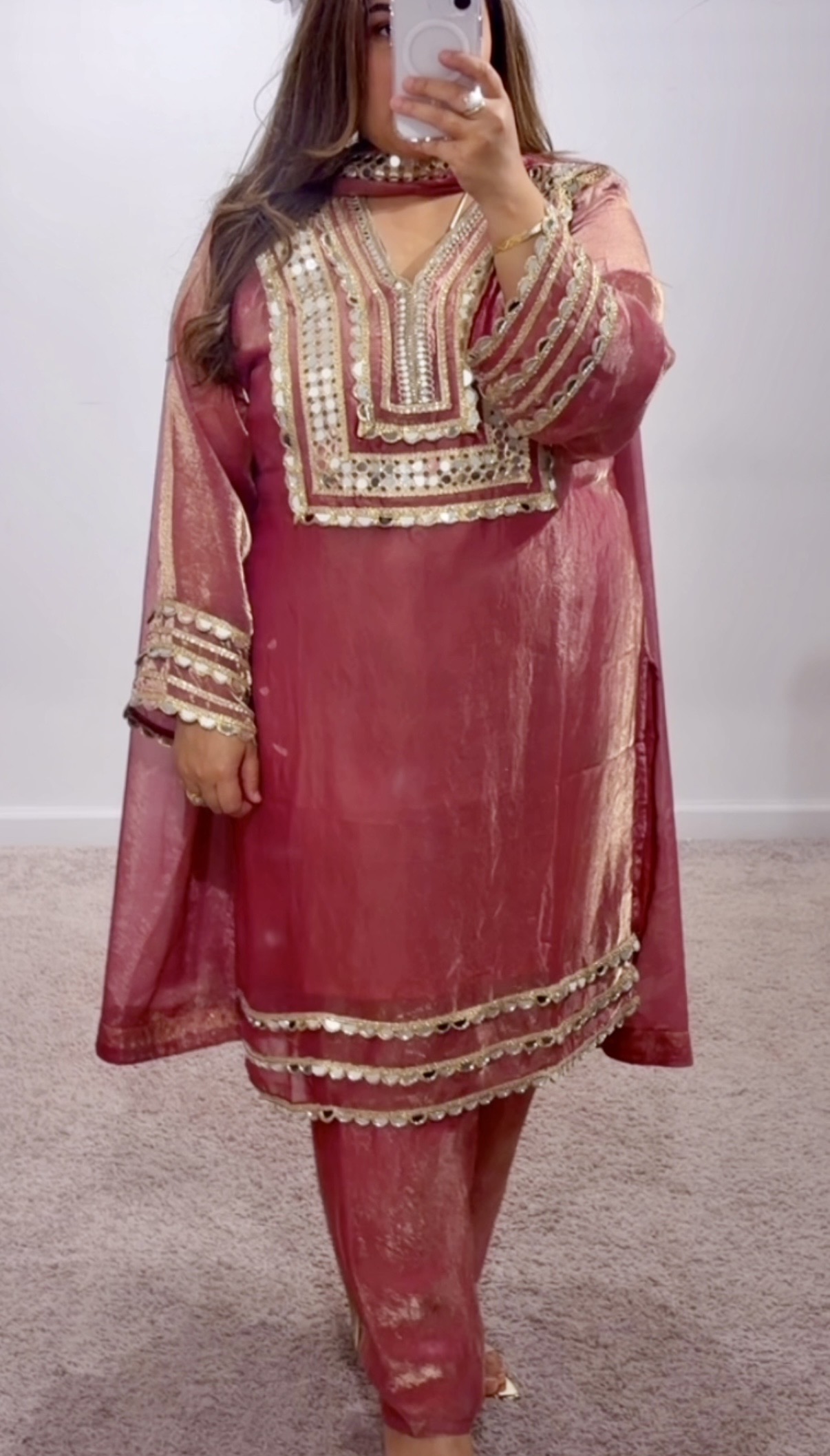 BLUSH PINK - GLASS TISSUE THREE PIECE SUIT