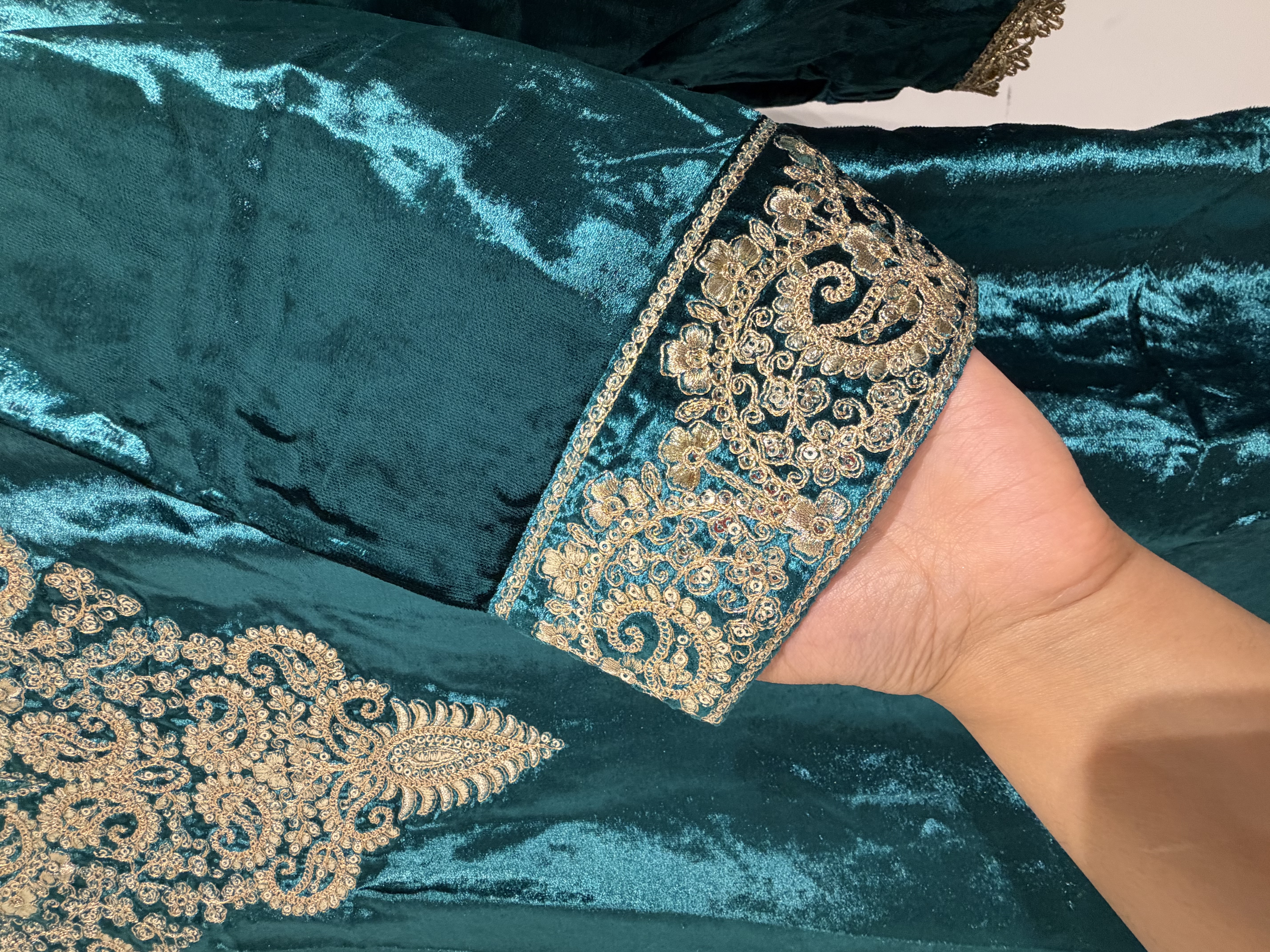 Peacock Green Premium Velvet Co Ord Set