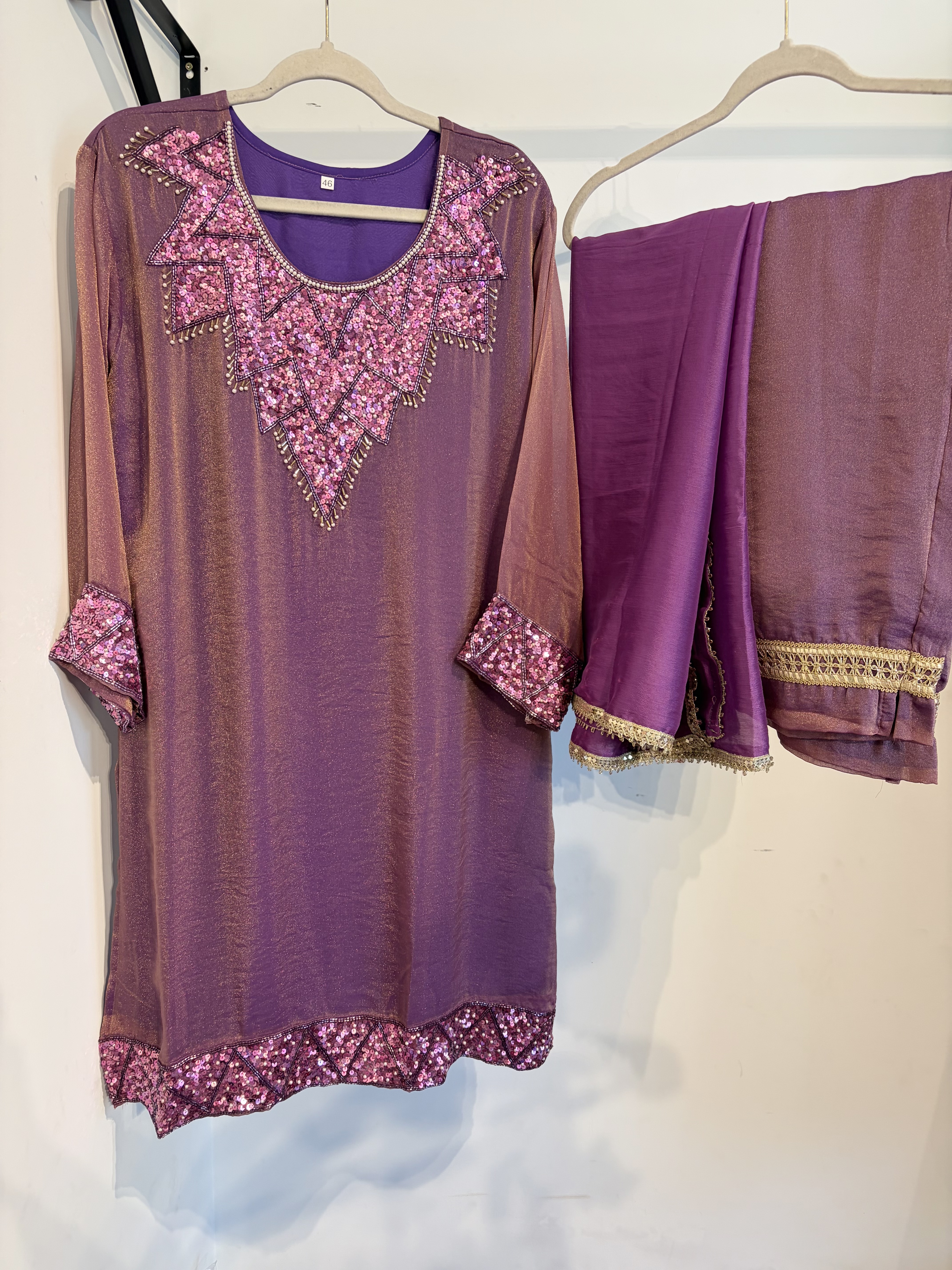 Purple Embellished Suit