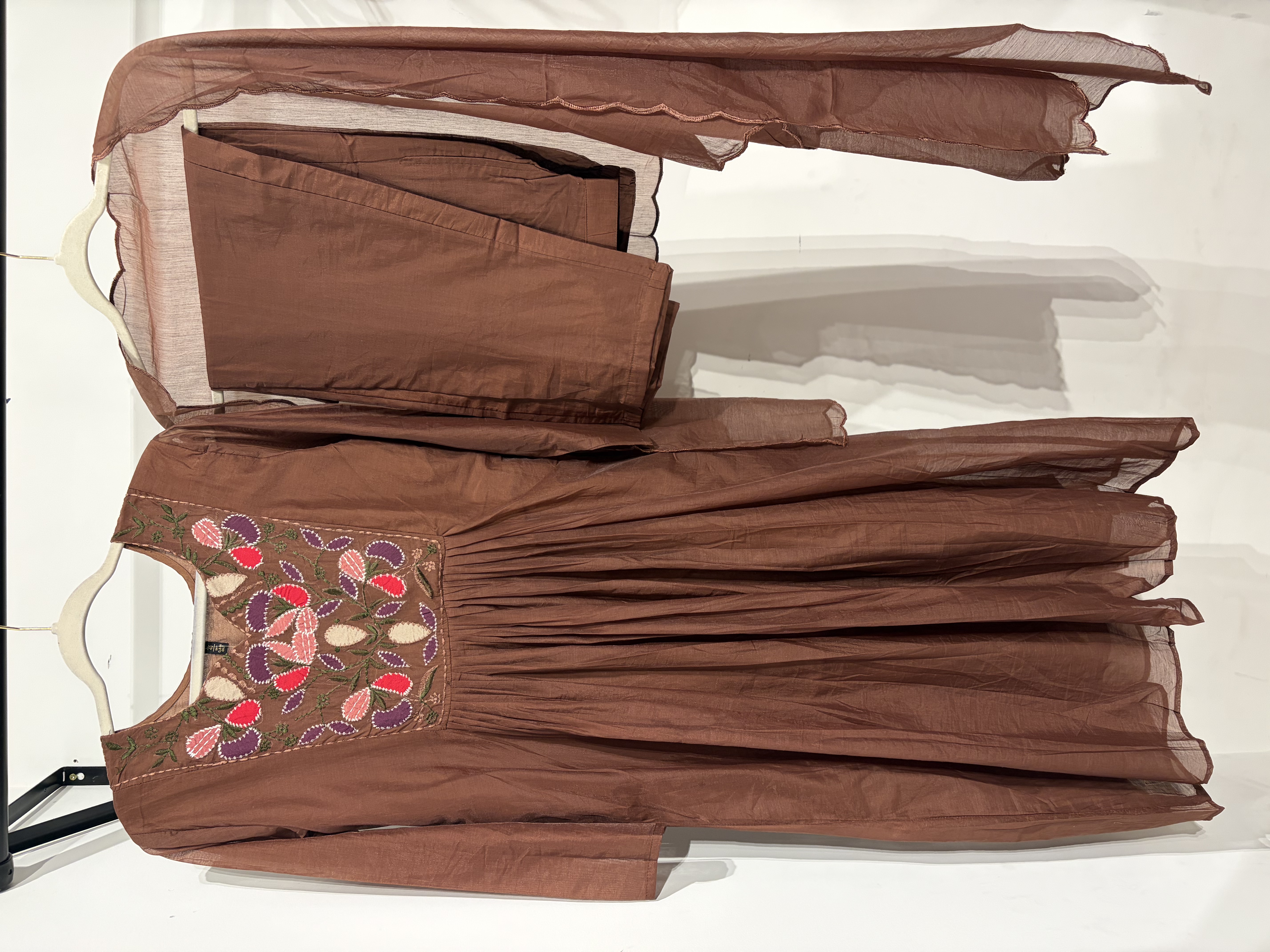 Brown Embroidered Traditional Suit