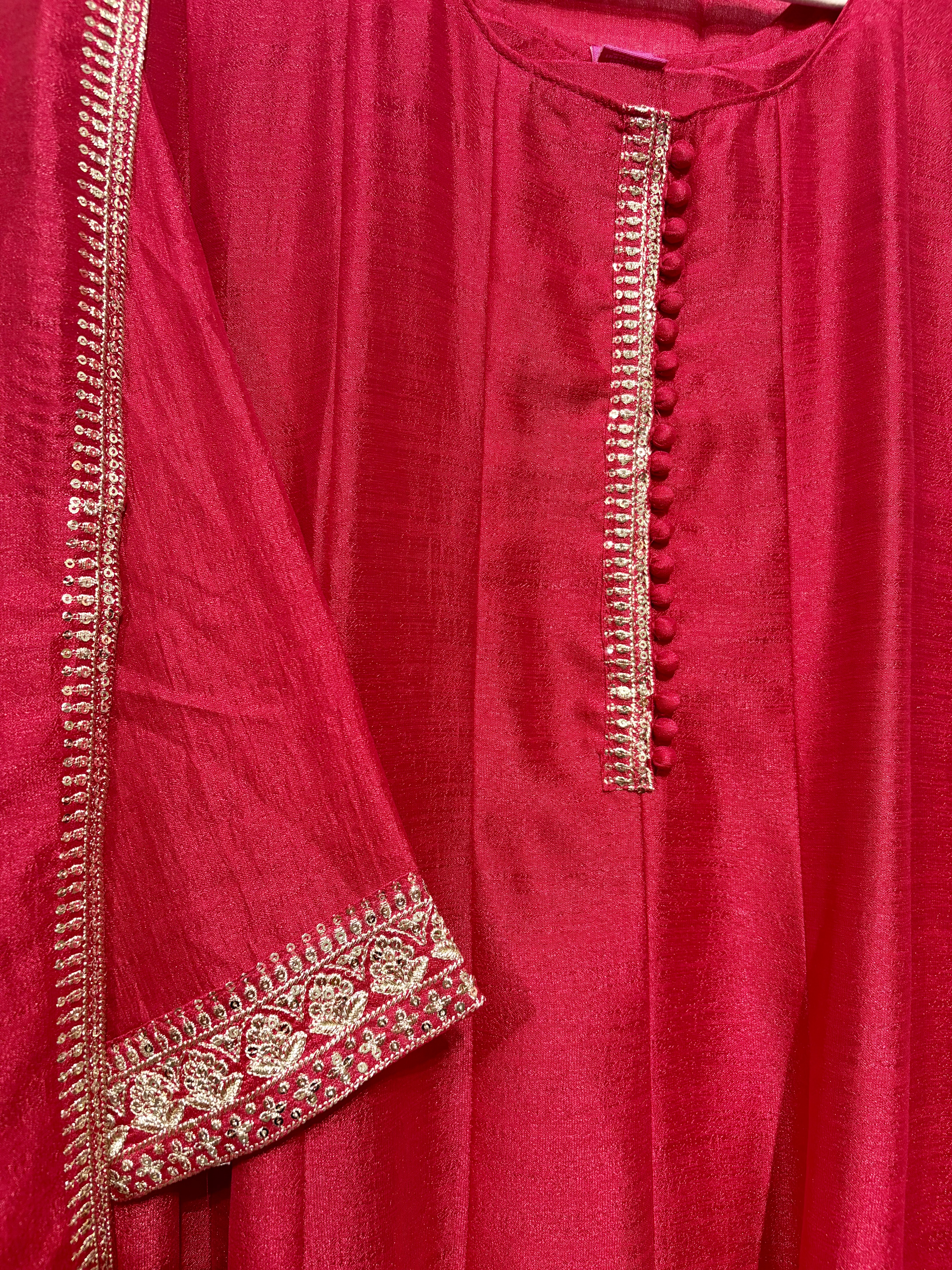 Red Embroidered Anarkali Suit 