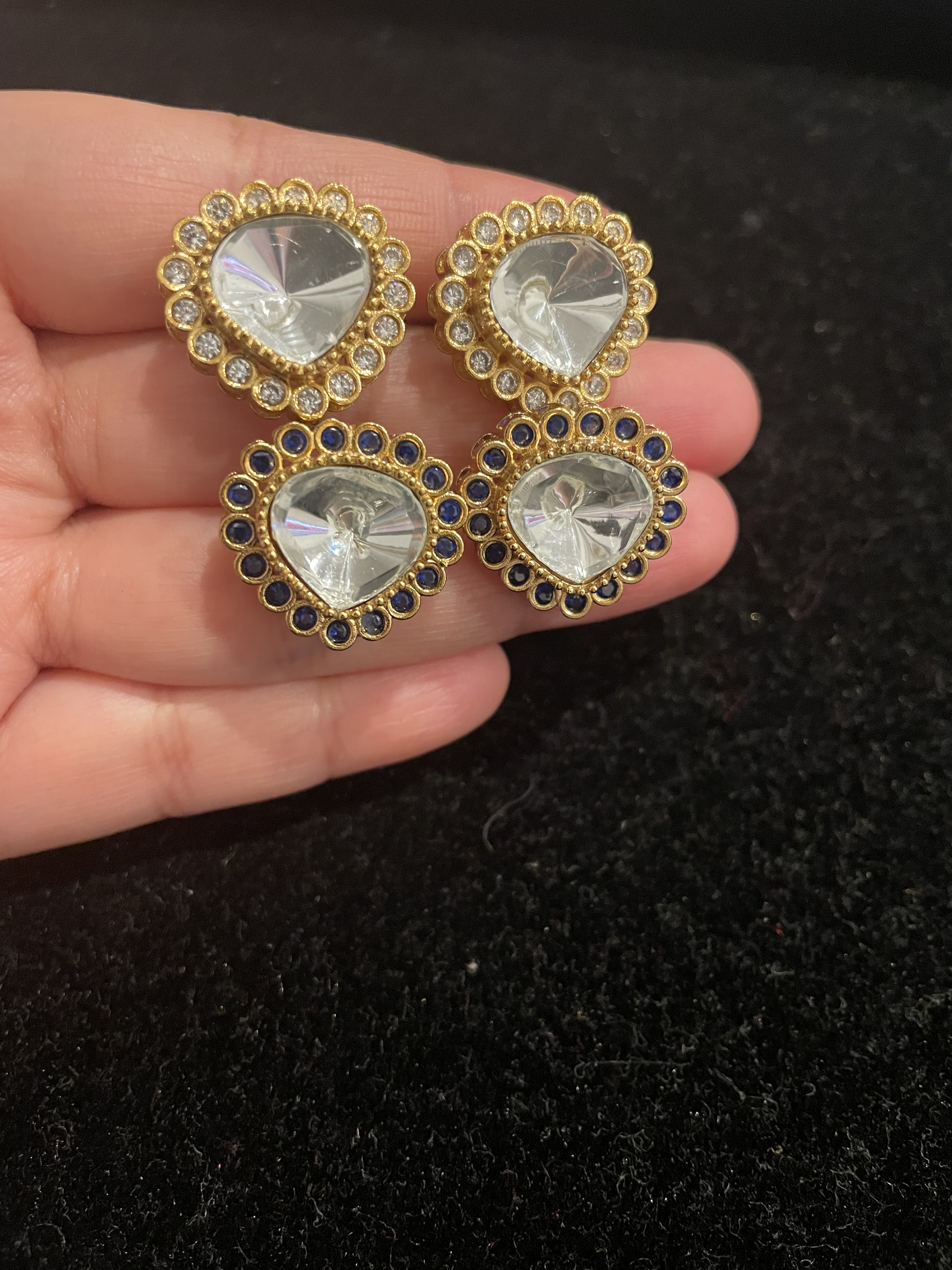 UNCUT KUNDAN AND MOISSANITE STUD