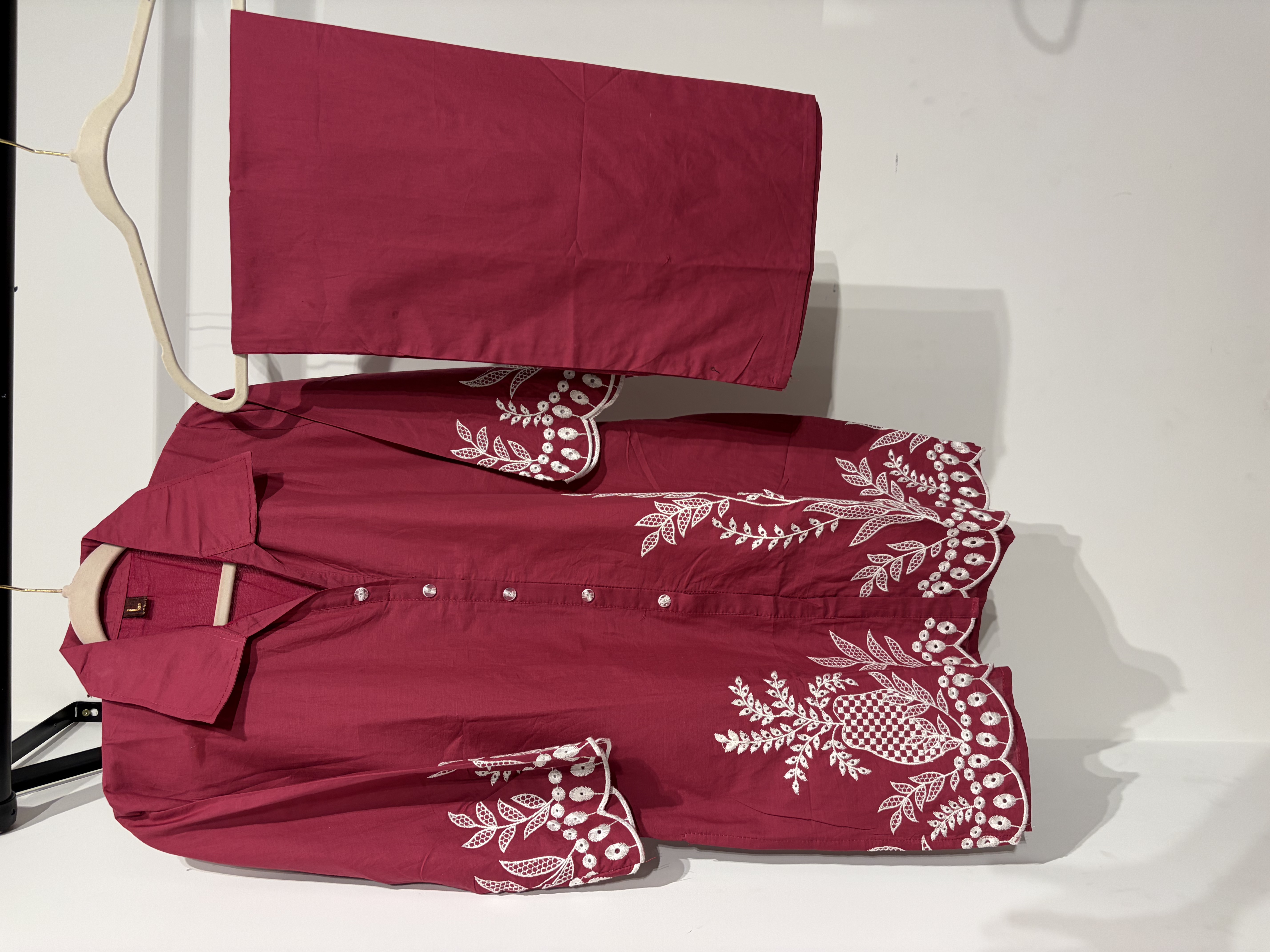 Embroidered Maroon Co ord Set
