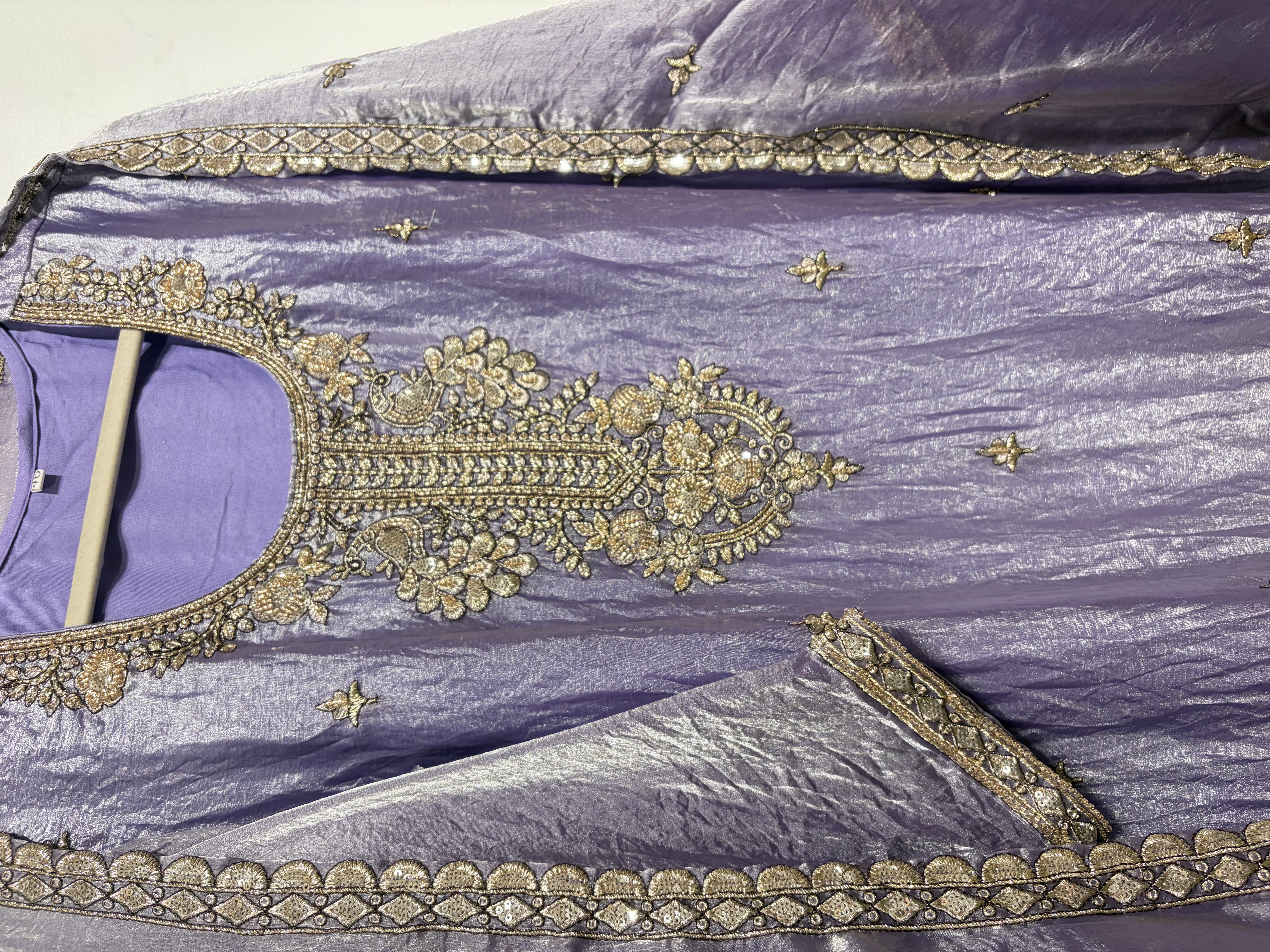 Lavender Embroidered Three Piece Set 