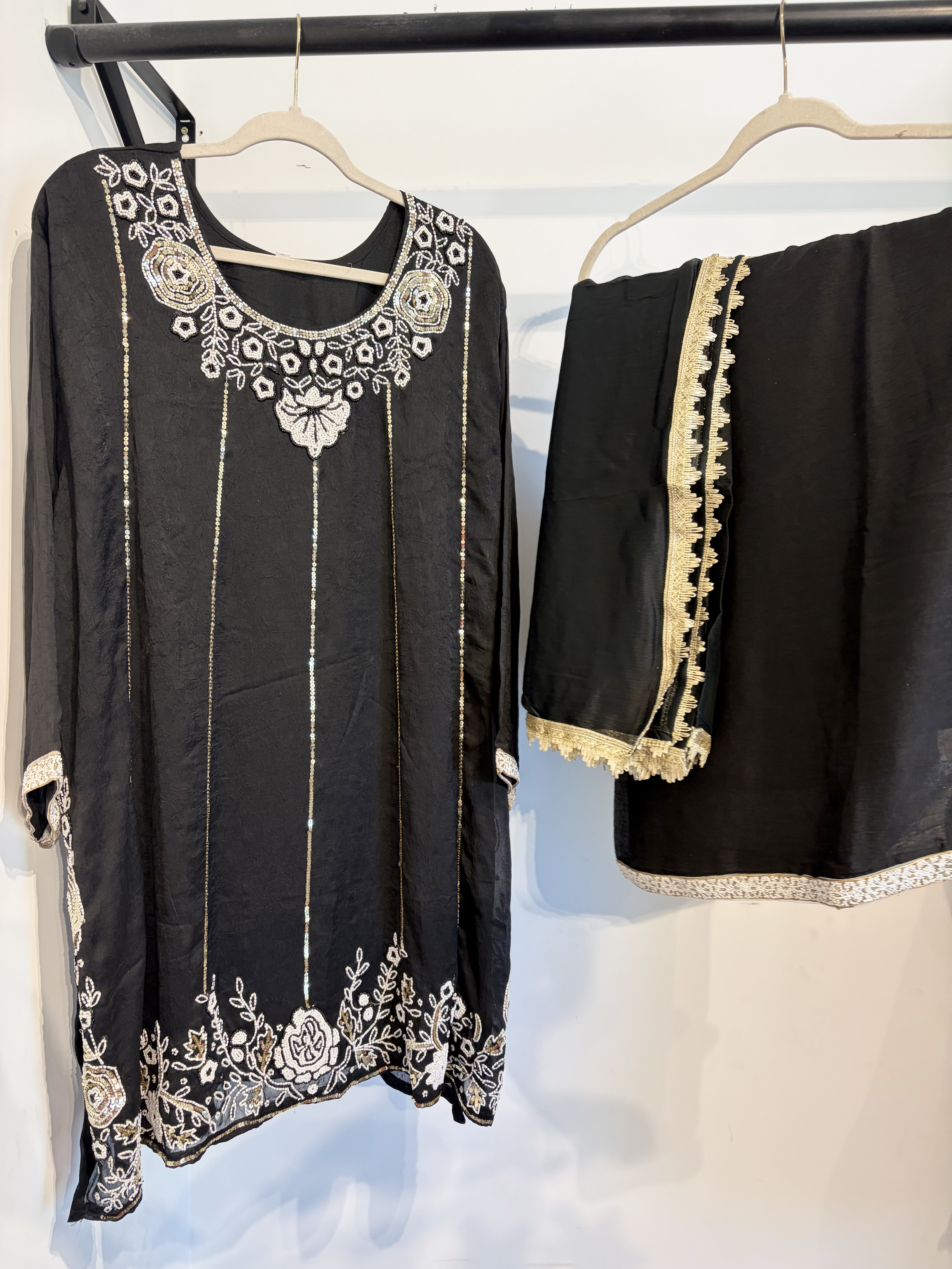 Black Moti embroidered
