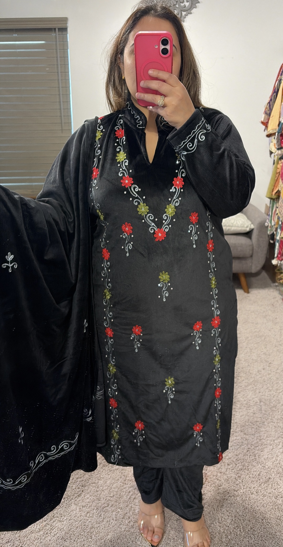 Black Embroidered Three-Piece Suit