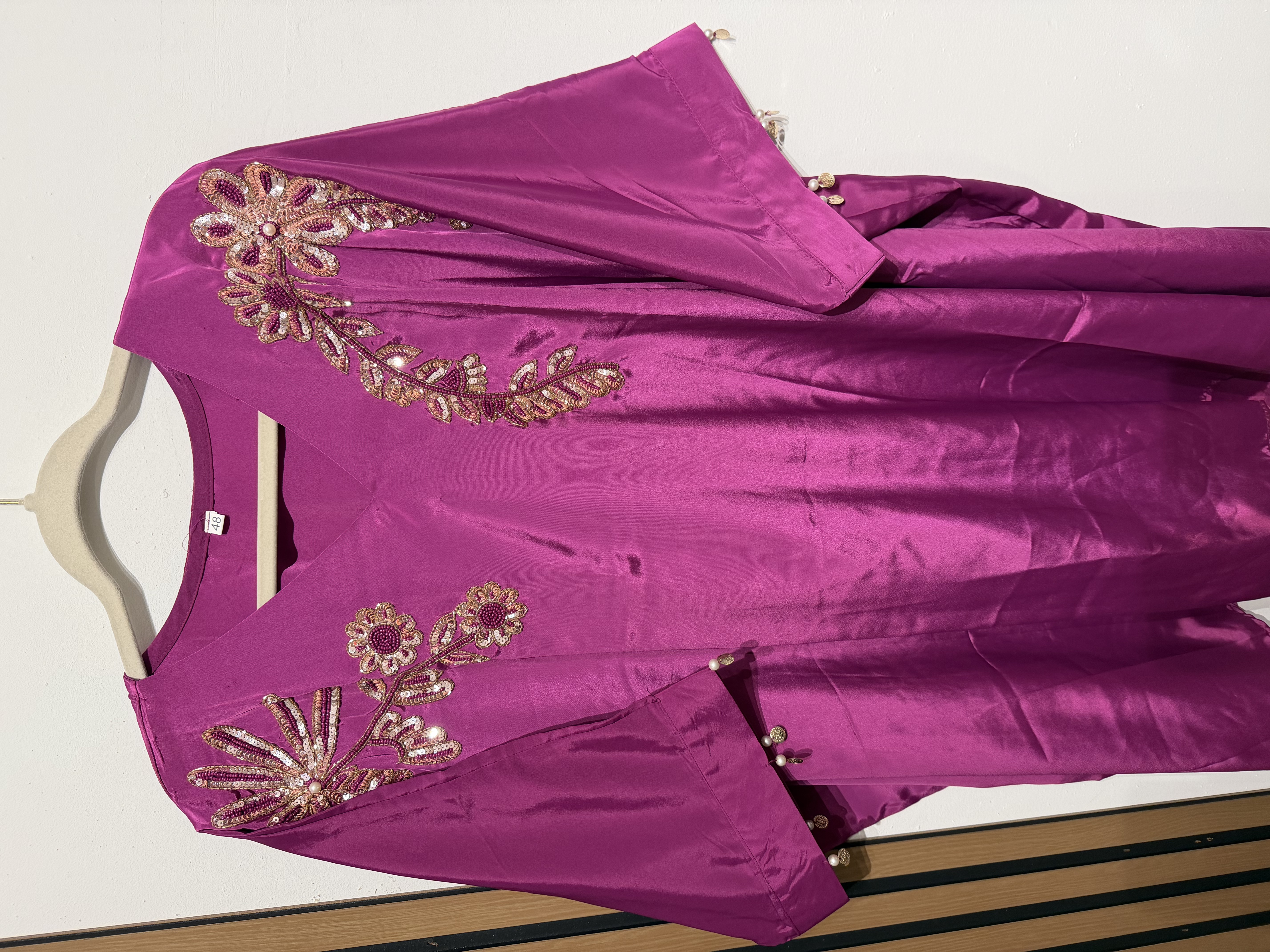 Embroidered Magenta Kaftan Set