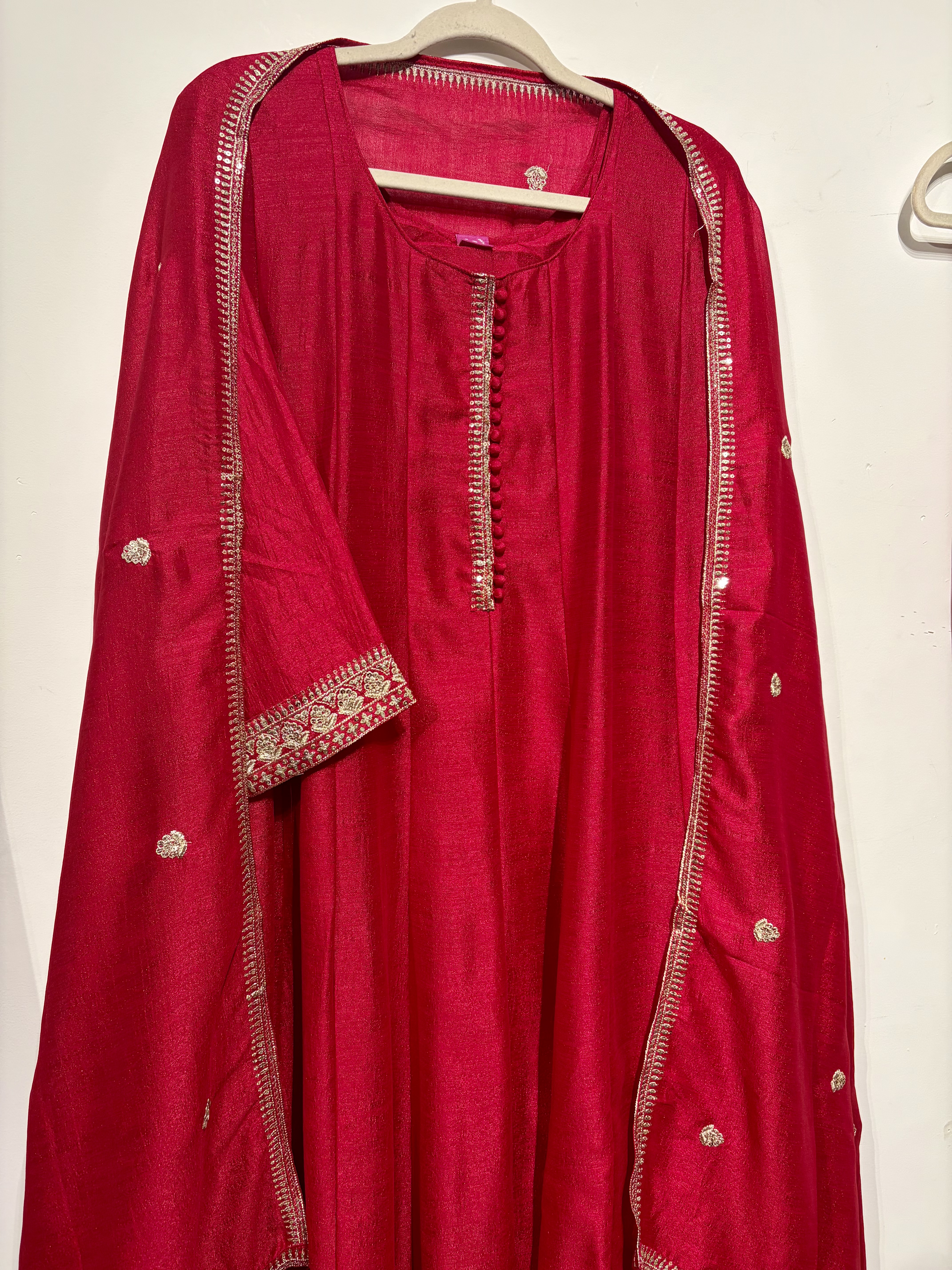 Red Embroidered Anarkali Suit 
