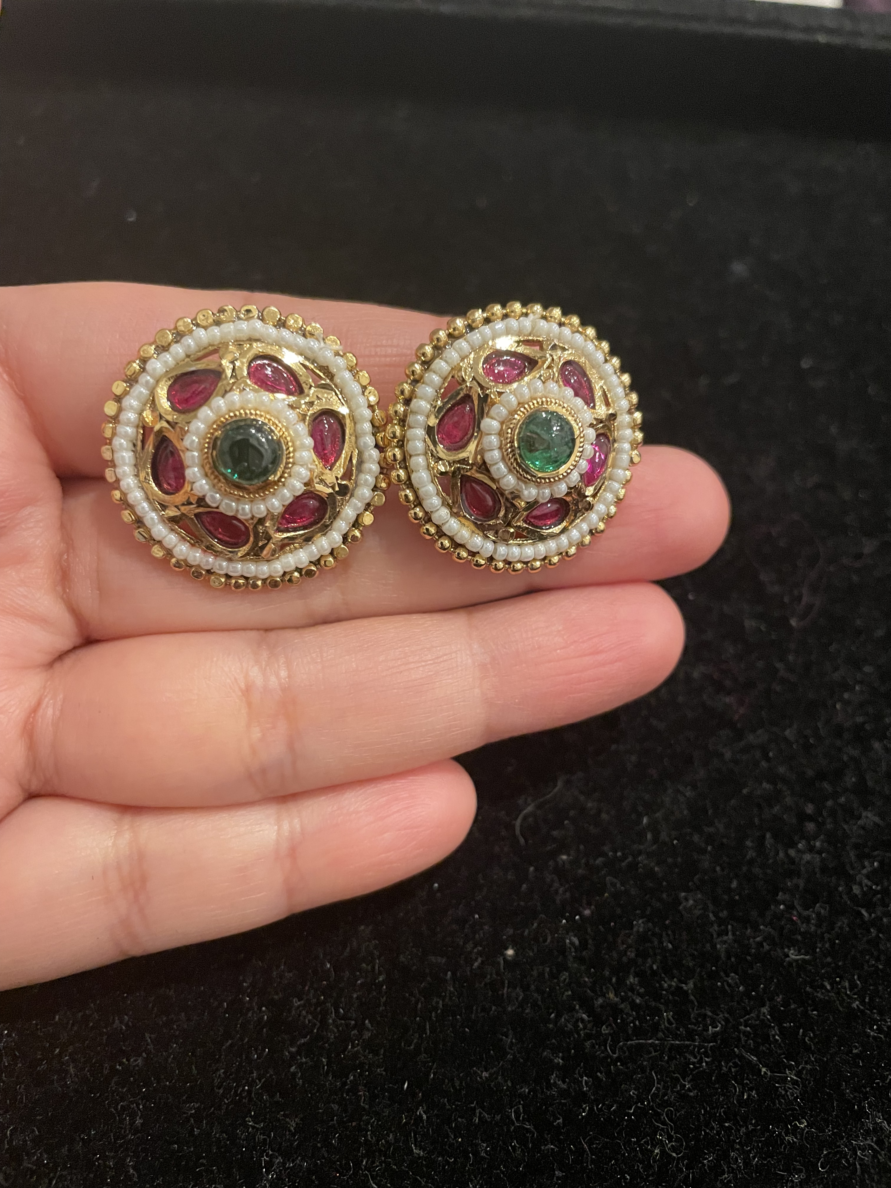 Antique Gold-Plated Round Earrings