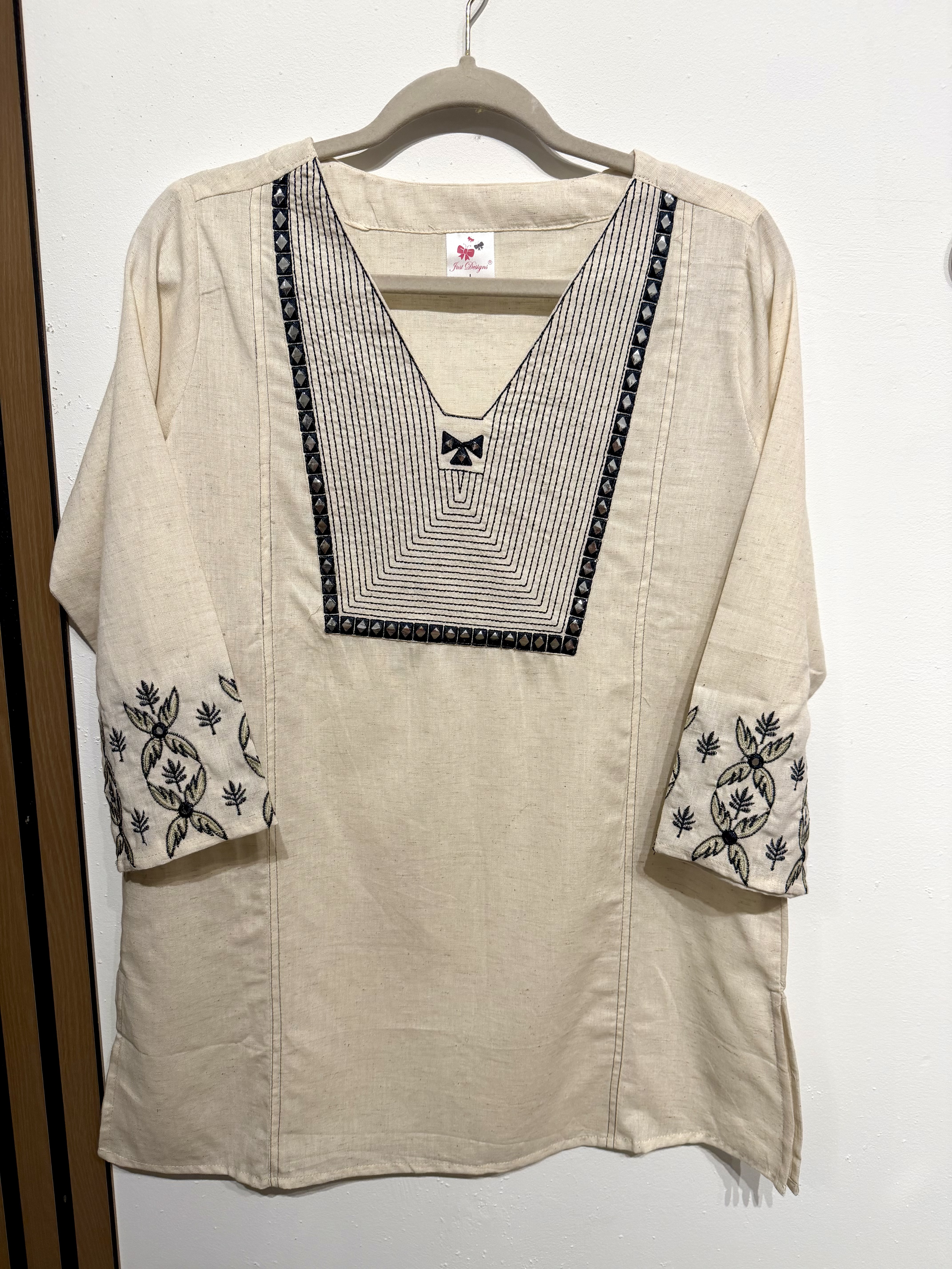 Embroidered Cream Cotton Co ord 