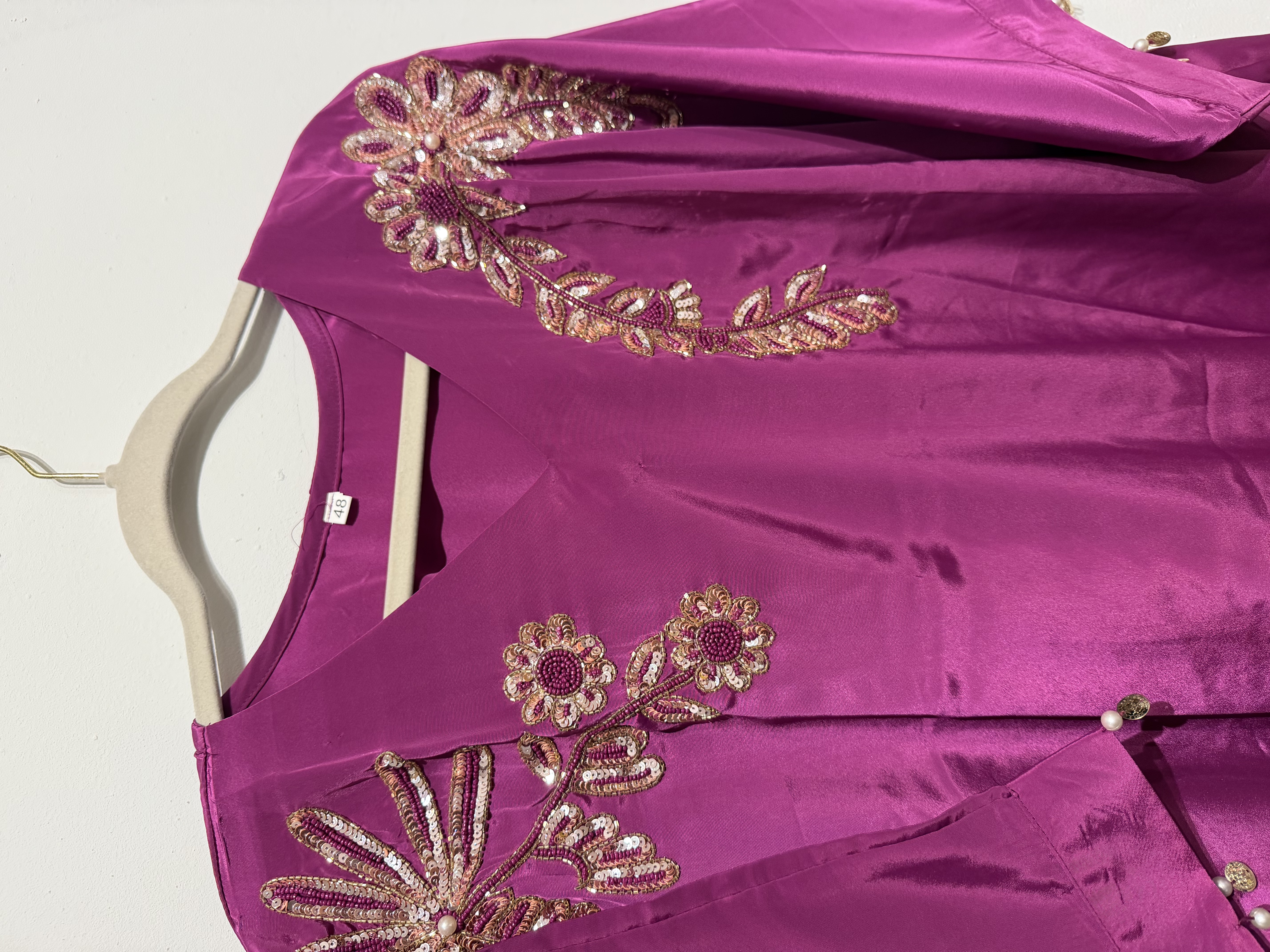 Embroidered Magenta Kaftan Set
