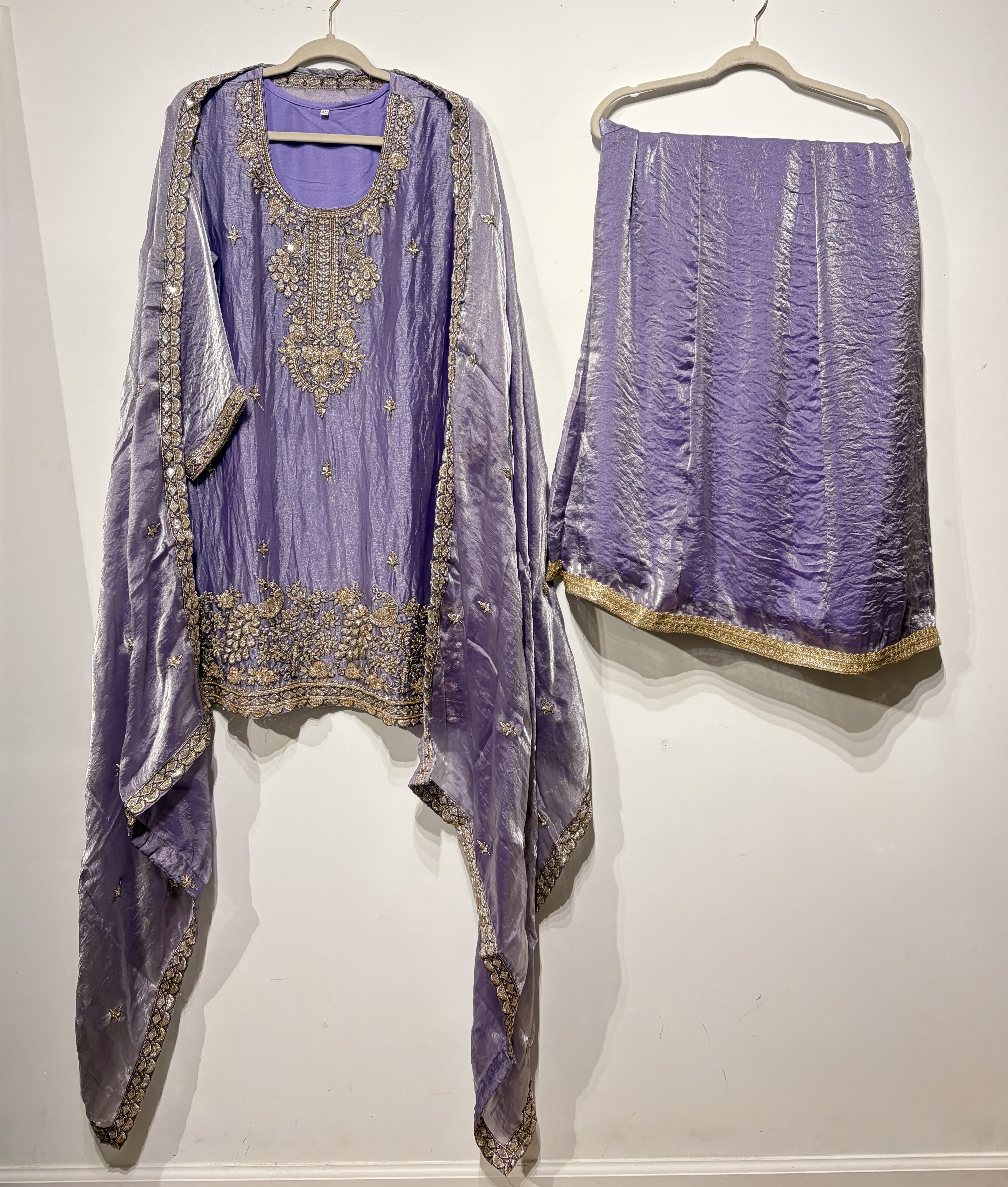 Lavender Embroidered Three Piece Set 