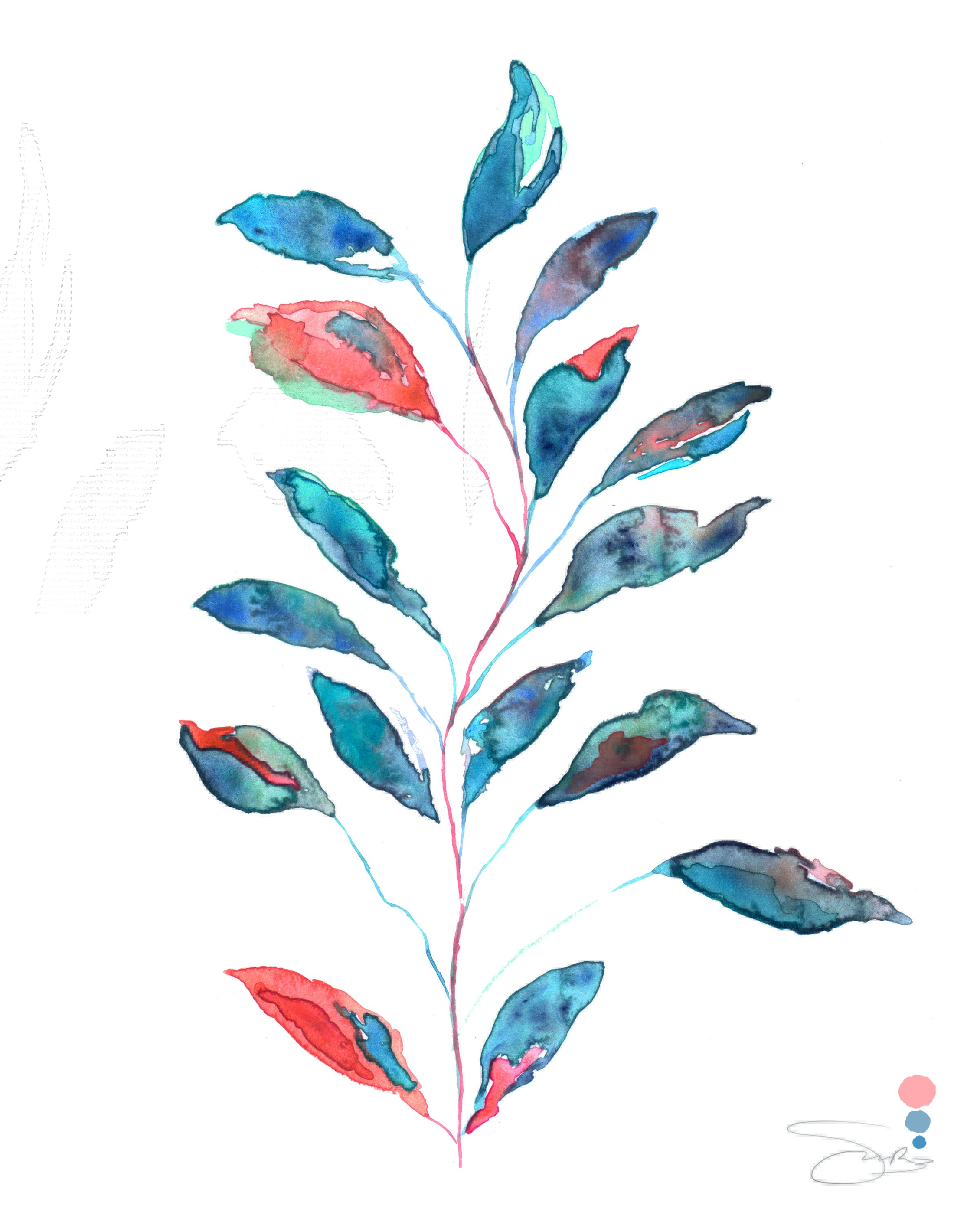 Hojas de acuarela ilustración