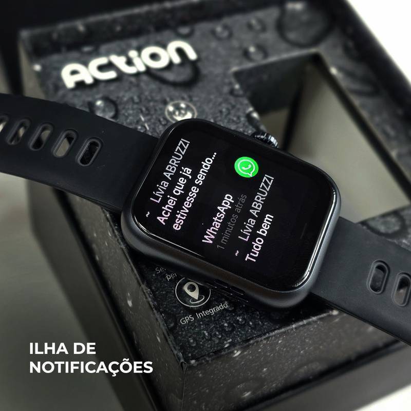 ACTION WEARZONE | Smartwatch Esportivo | A PROVA D'ÁGUA, GPS integrado e 7 Dias de Bateria