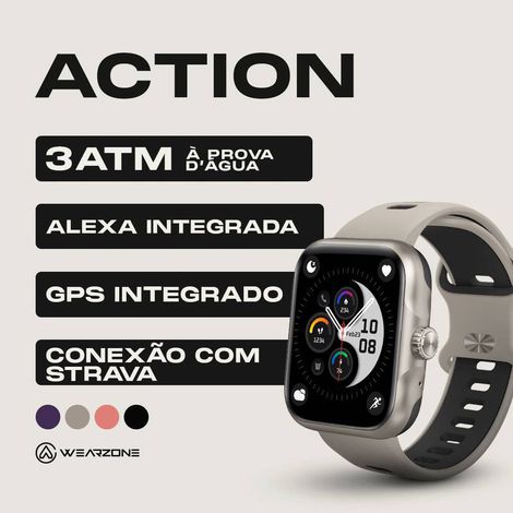 ACTION WEARZONE | Smartwatch Esportivo | A PROVA D'ÁGUA, GPS integrado e 7 Dias de Bateria