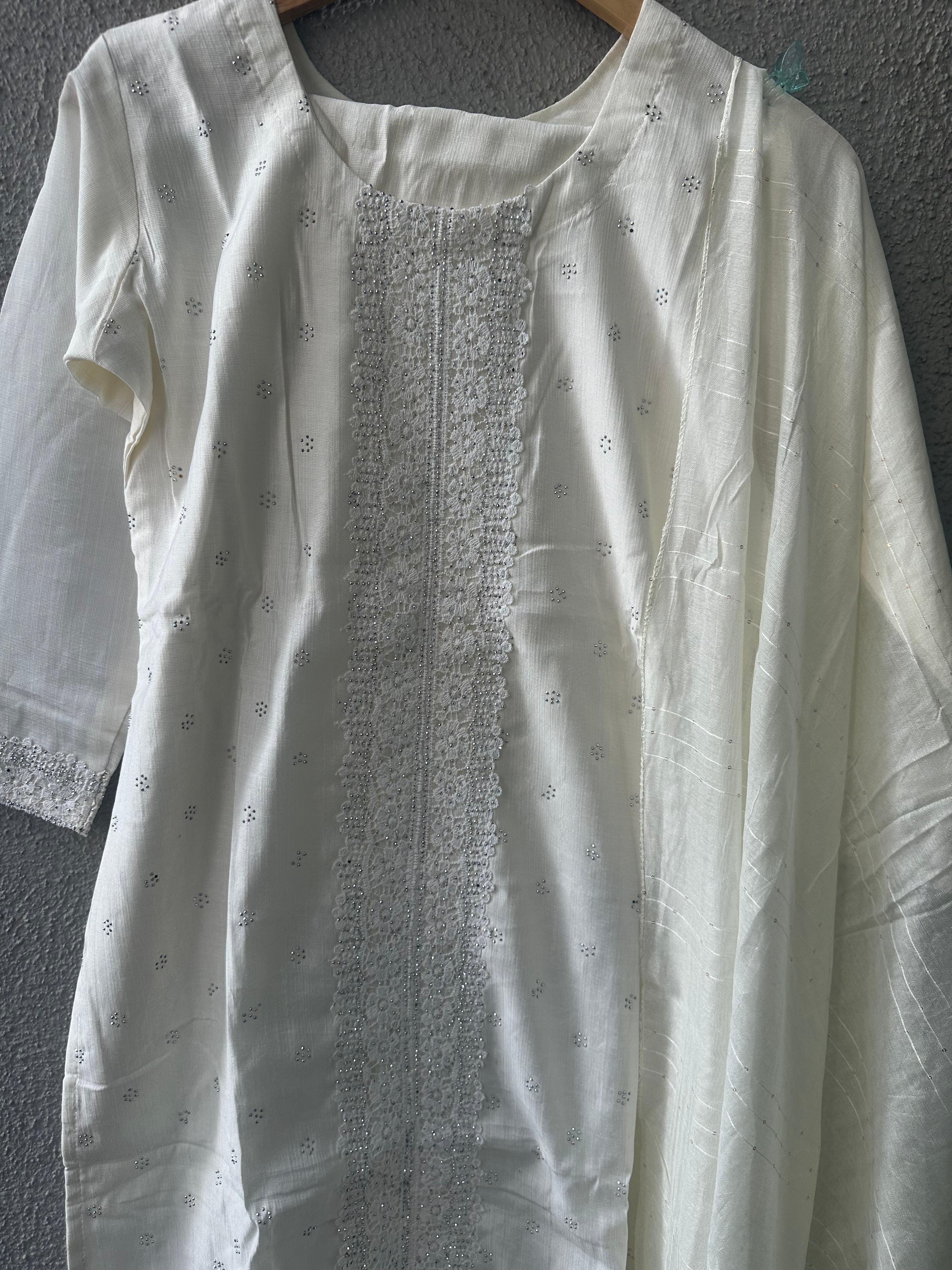 Elegant White Cotton Kurta Set