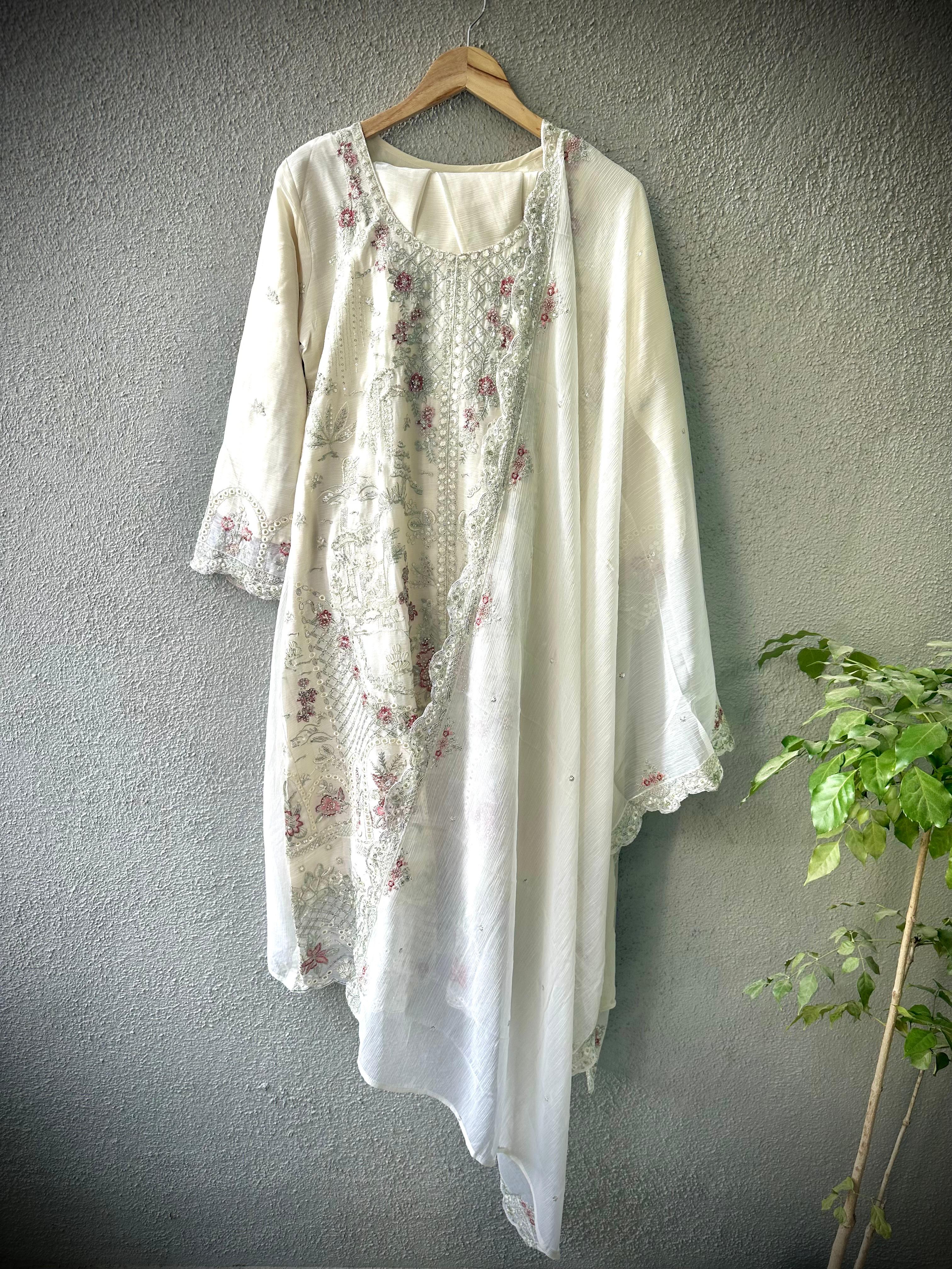 Elegant White Embroidered Dress