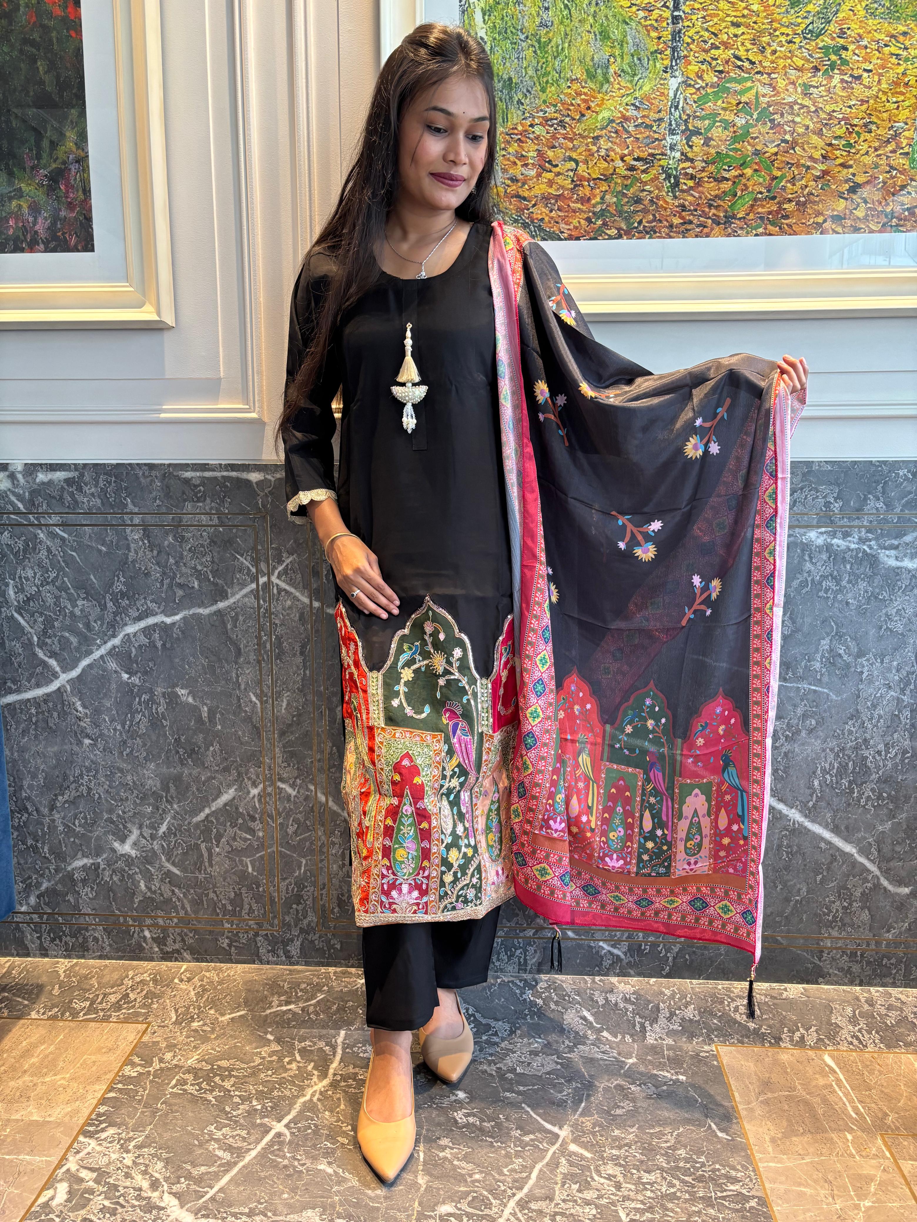Black Traditional Embroidered Suit