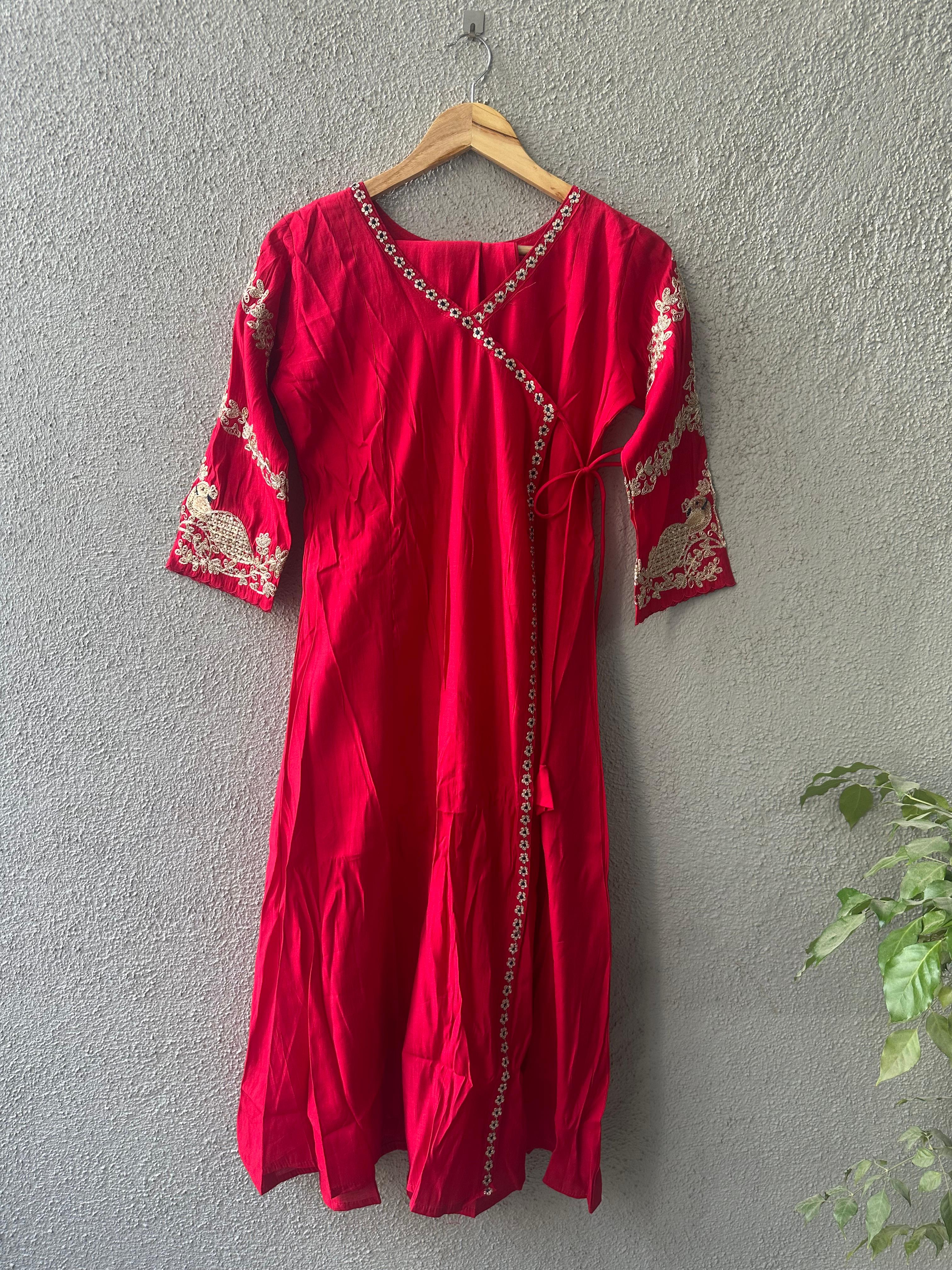 Red Embroidered Three-Piece Suit