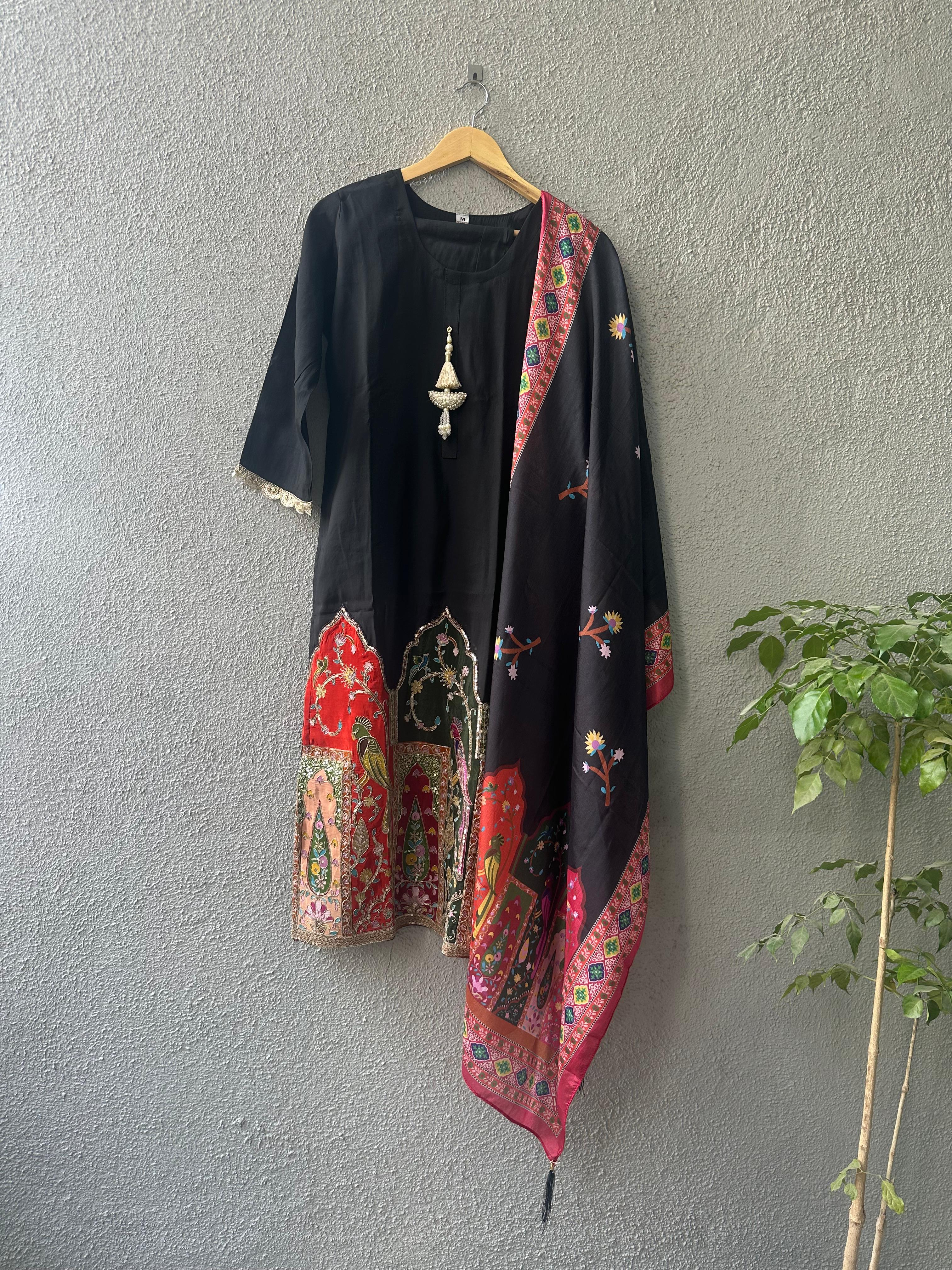Black Traditional Embroidered Suit