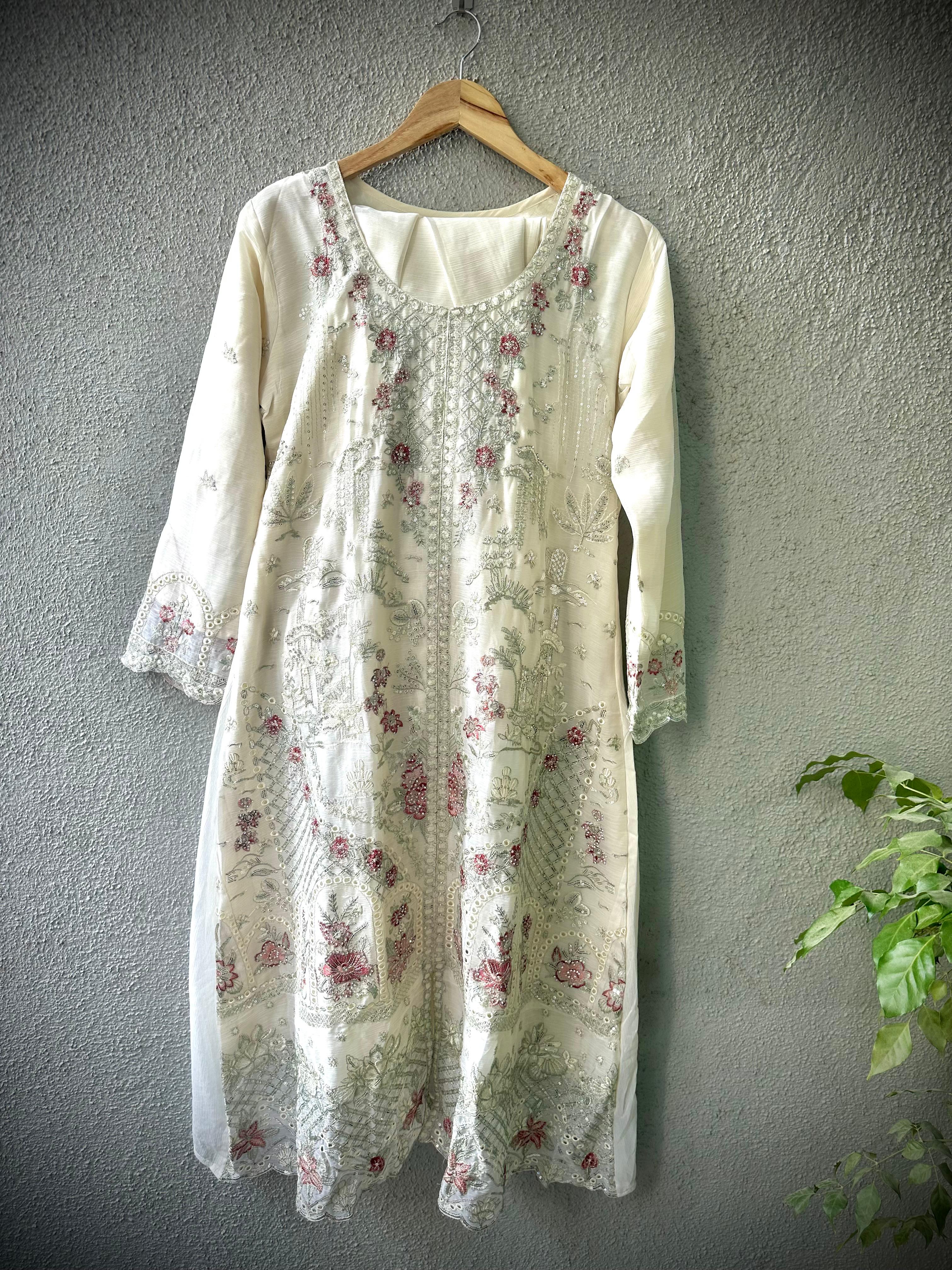 Elegant White Embroidered Dress