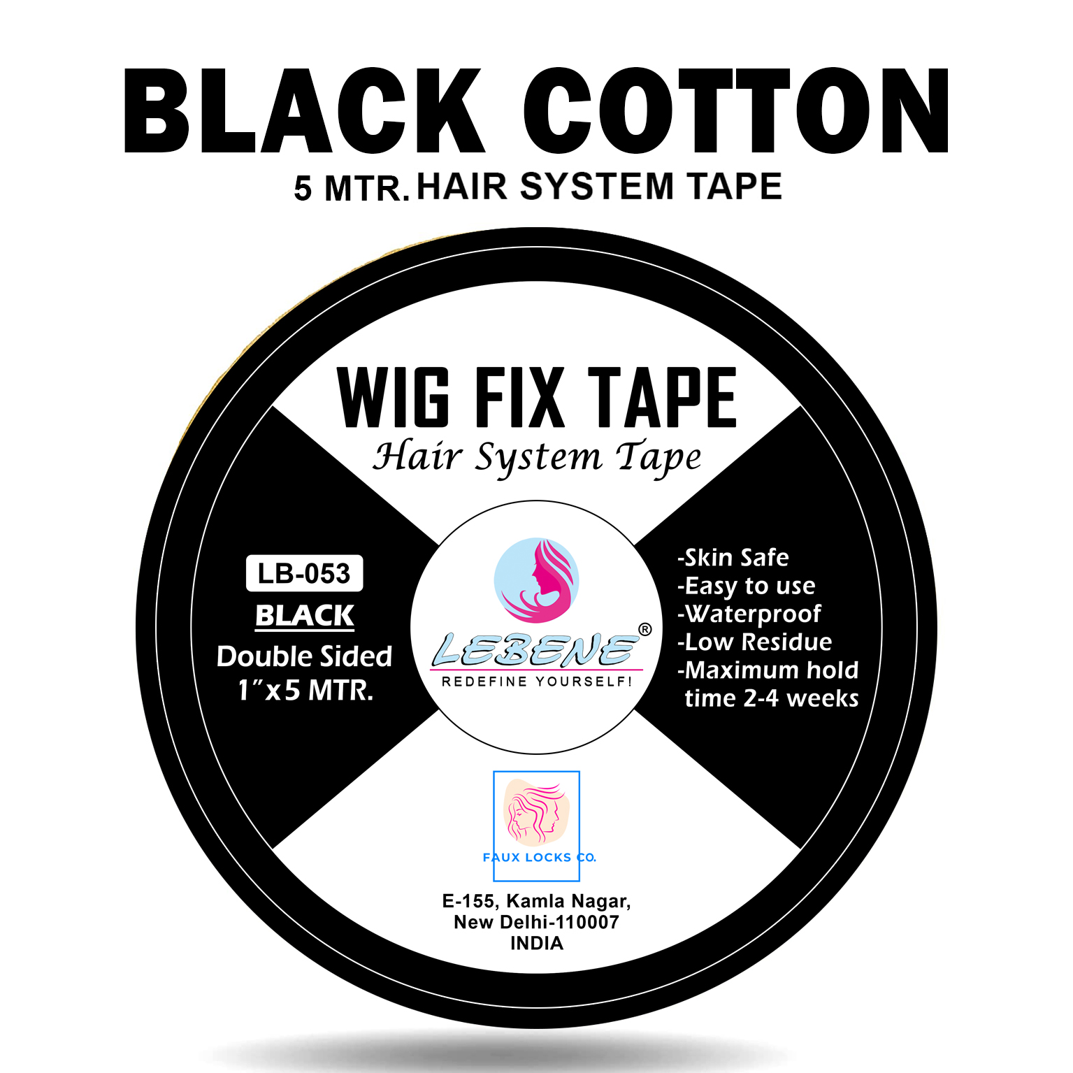 Black Cotton Wig Fix Tape