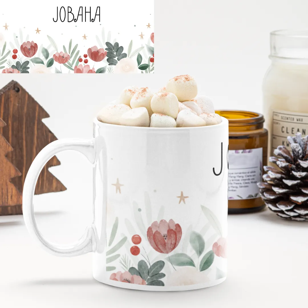 Празнична шолја со илустрирани цветови